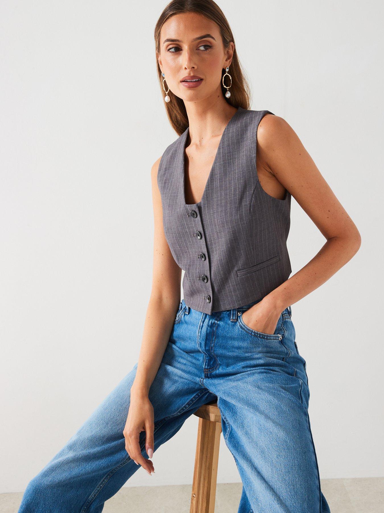 mango-stripped-button-waistcoat-greydetail