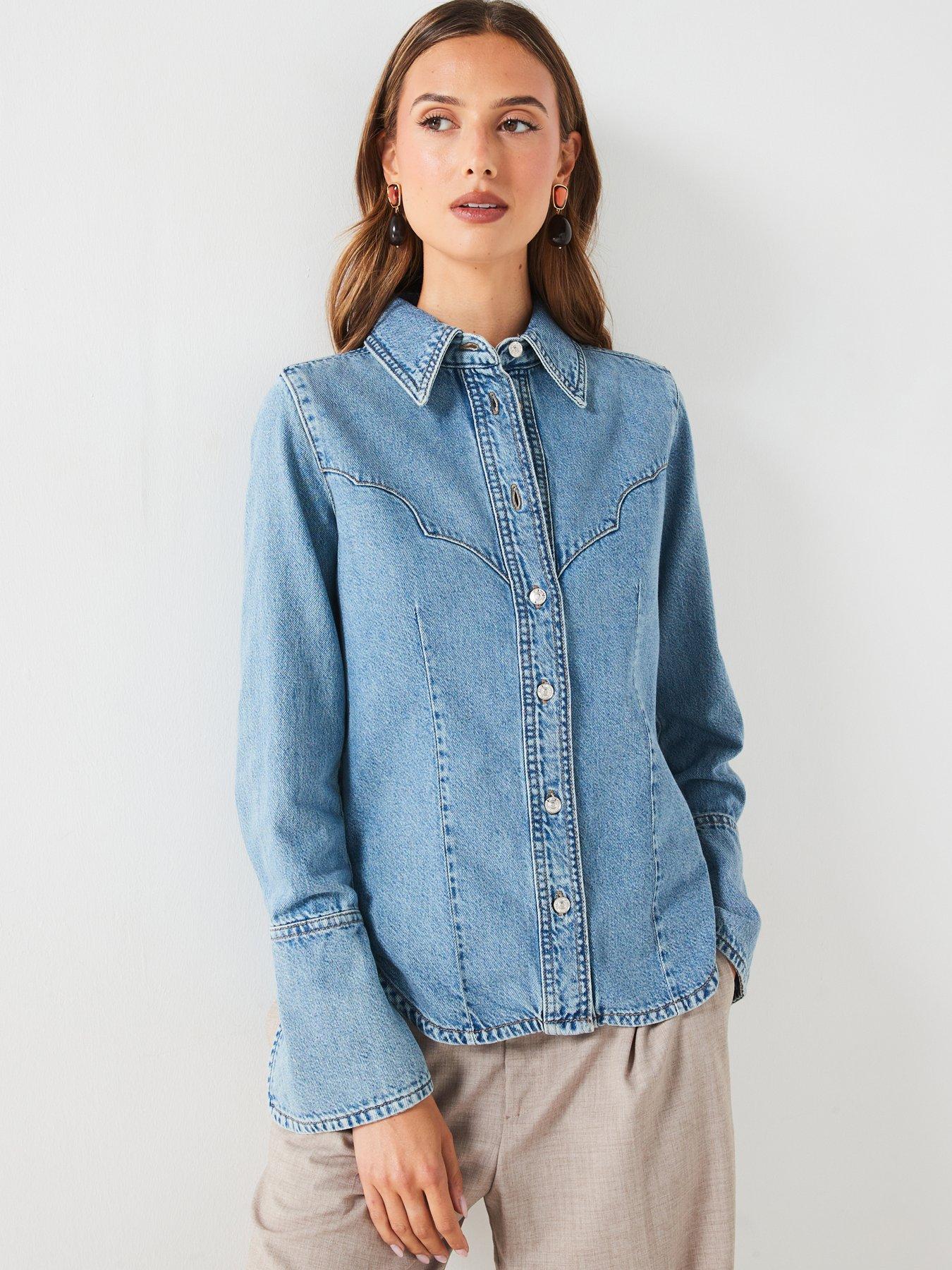 mango-western-denim-shirt-bluefront