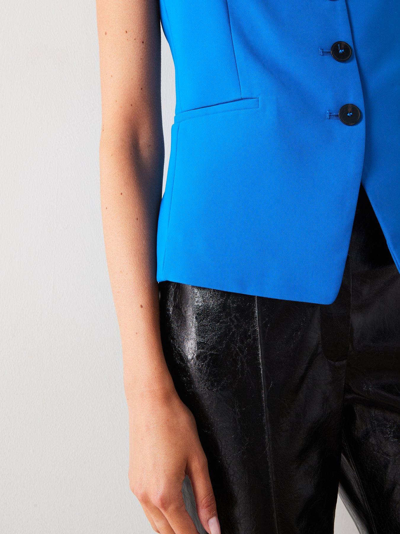 Image 6 of 6 of Mango Strappy Waistcoat Top - Blue