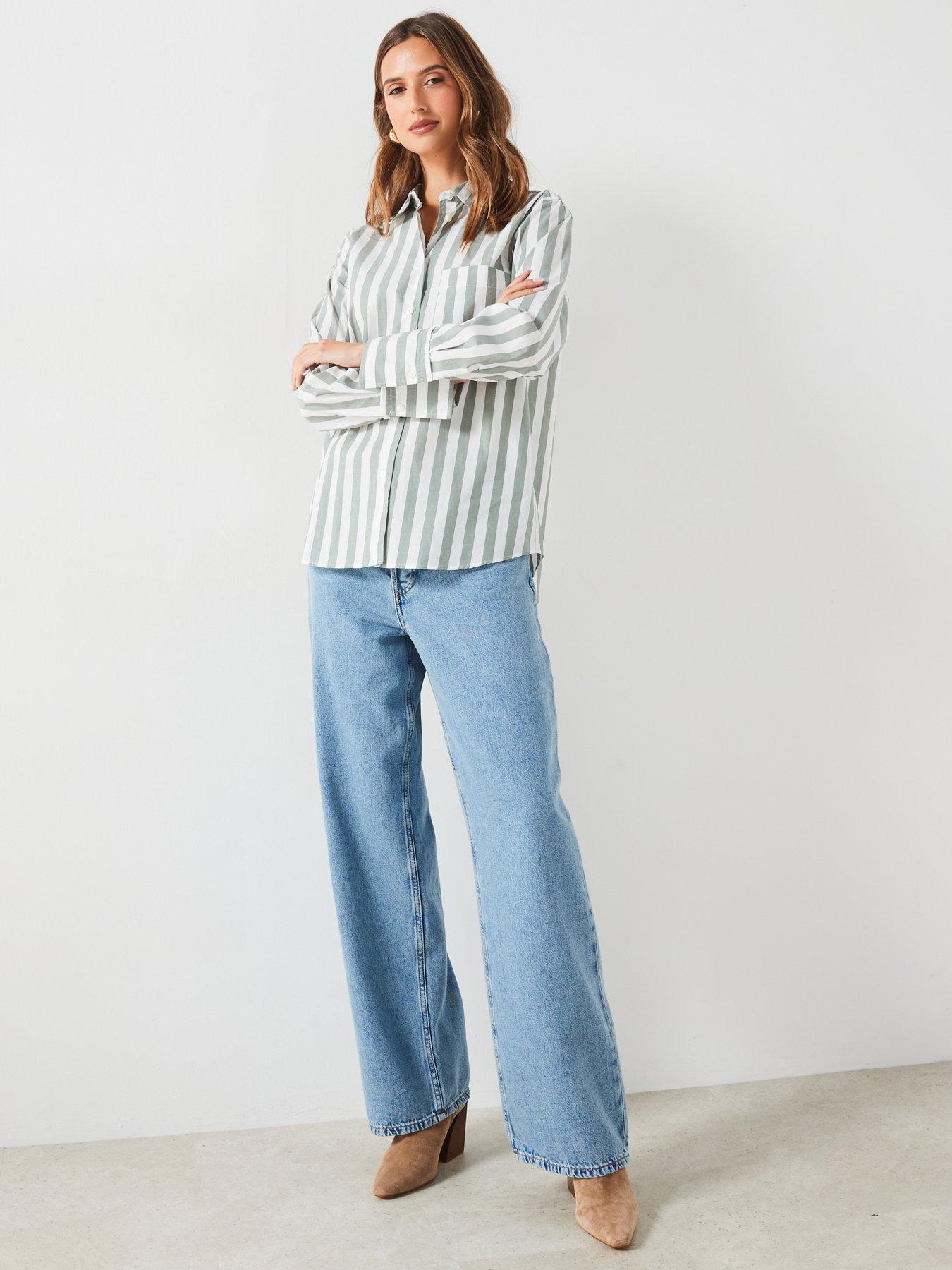 mango-striped-shirt-greendetail