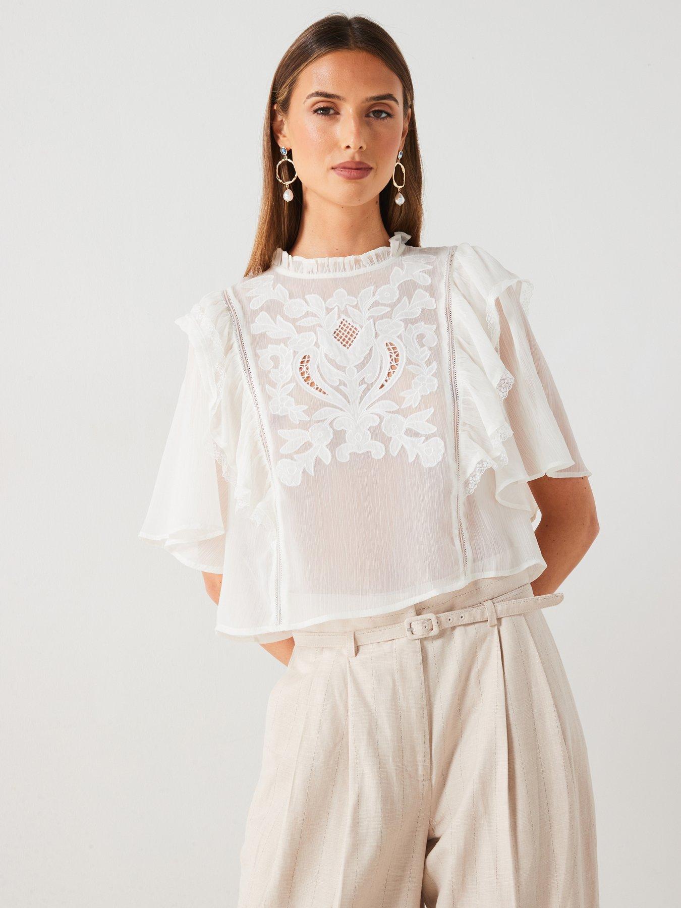 mango-high-neck-ruffle-blouse-white