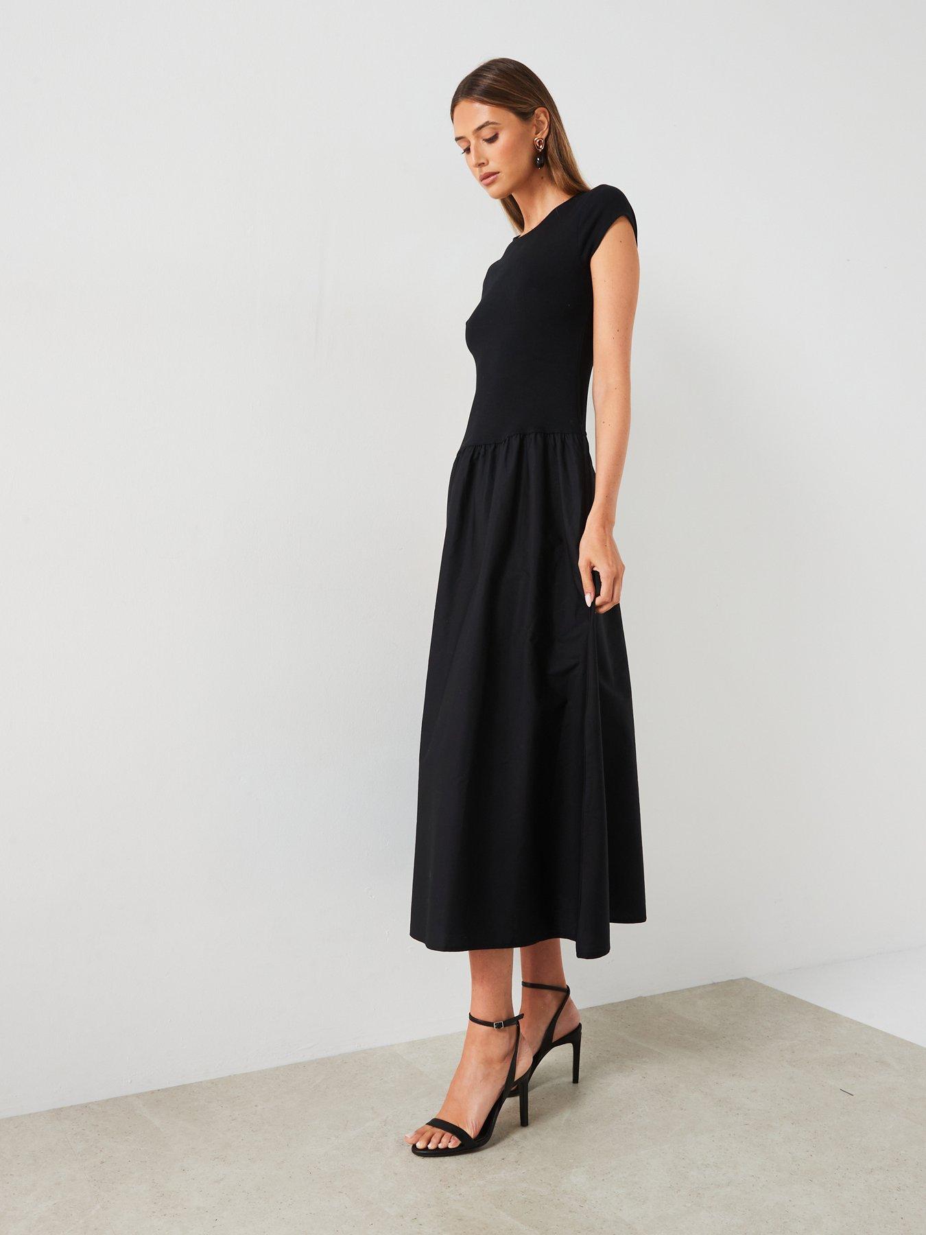 mango-a-line-midi-dress-blackdetail