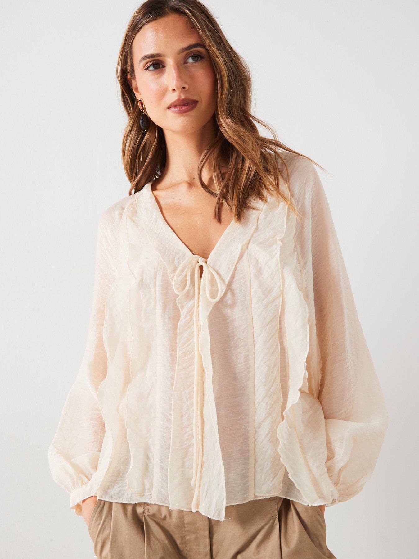 mango-tie-ruffle-blouse-cream