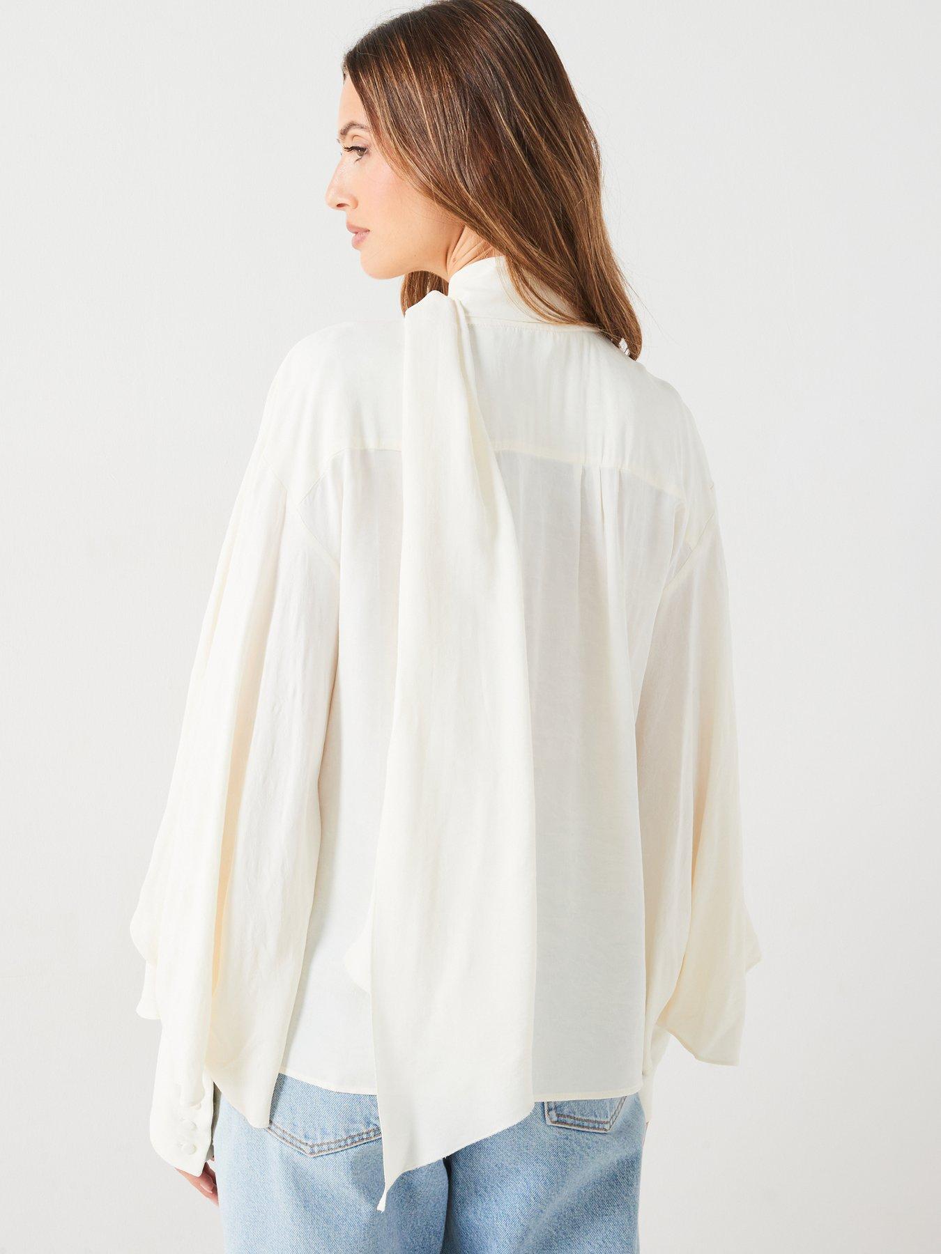 mango-tie-neck-blouse-creamstillFront