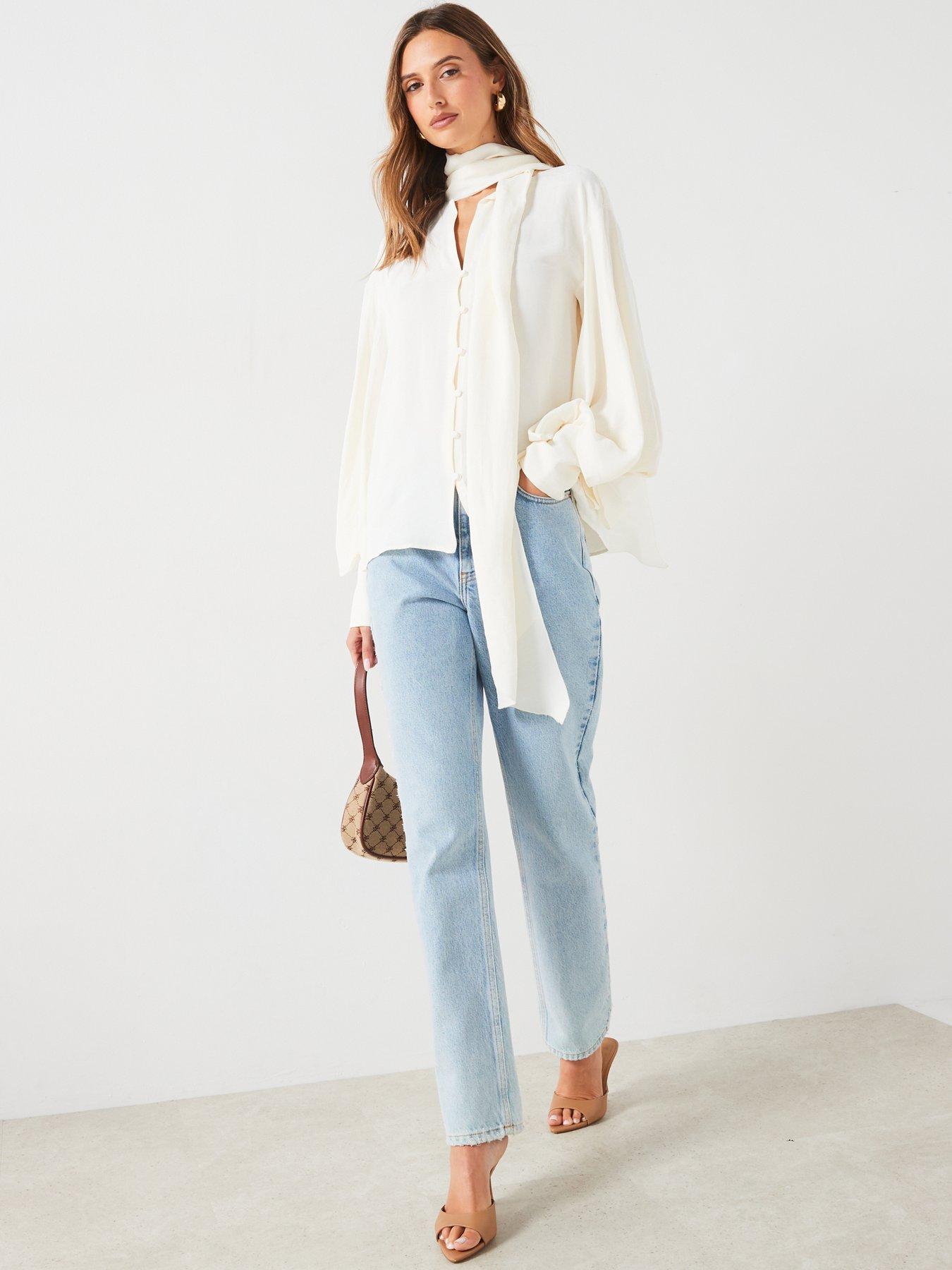 mango-tie-neck-blouse-creamback