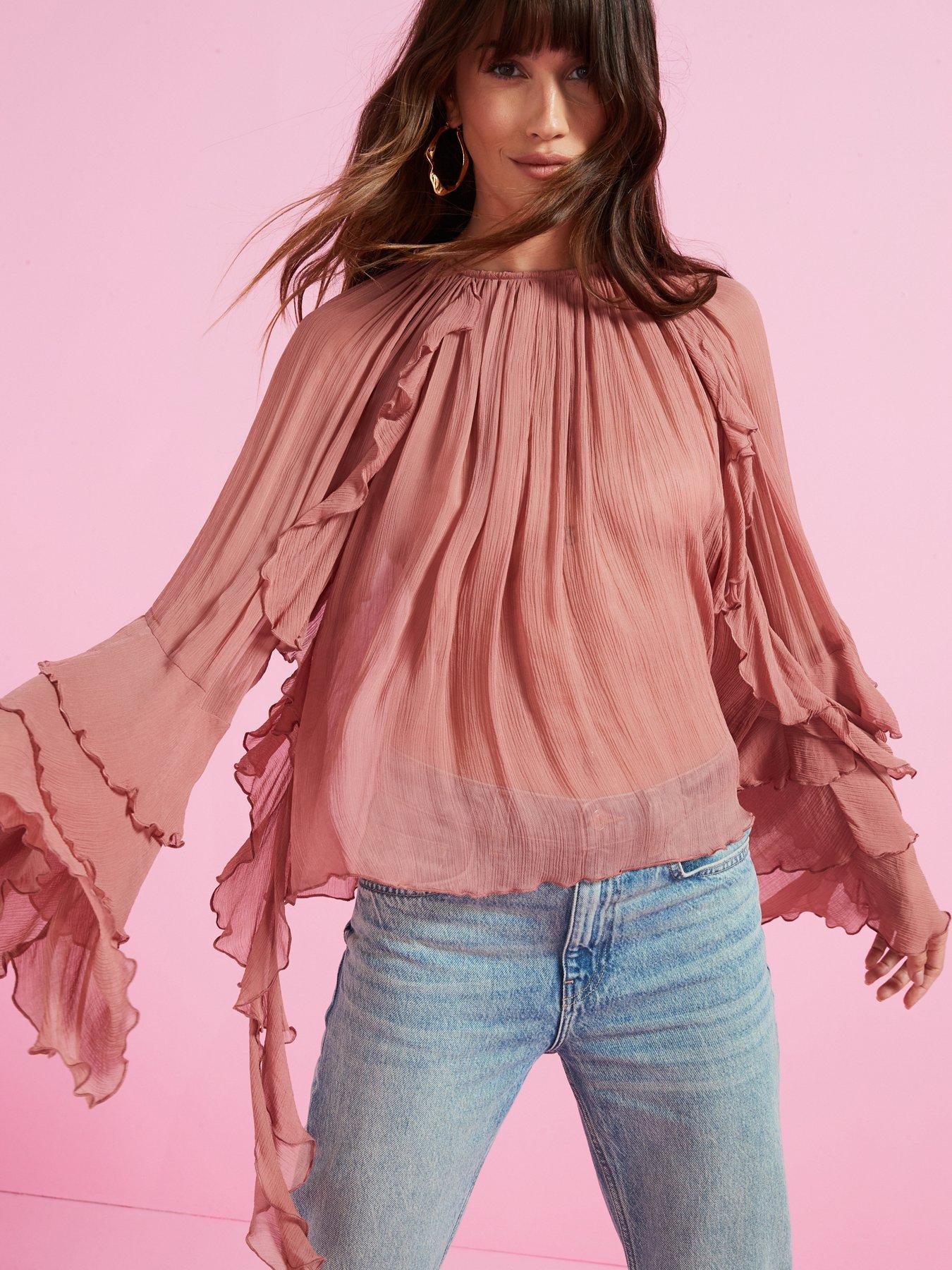 mango-kirsten-ruffle-detailnbspblouse-pink