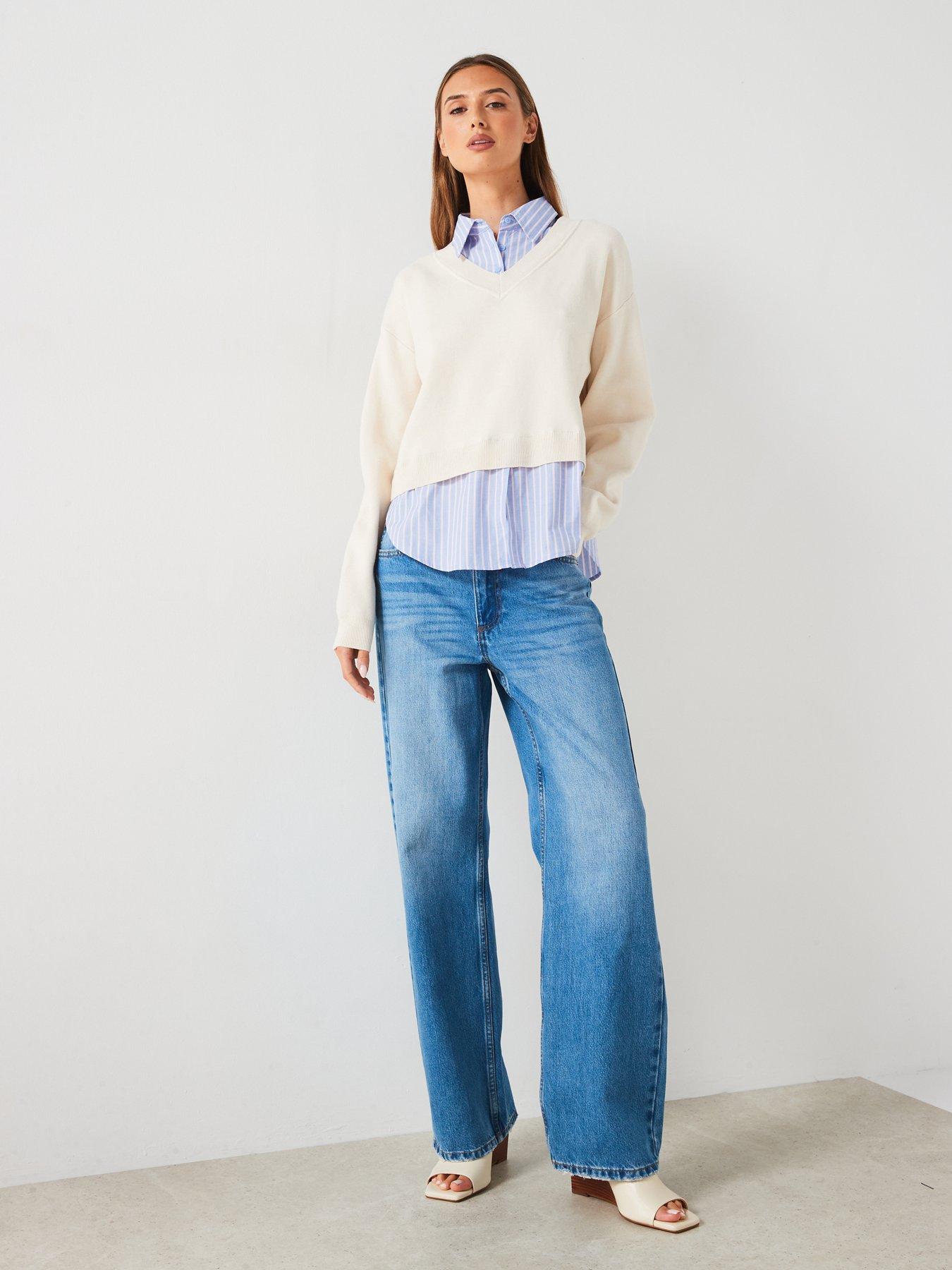 Mango In Jumper With Shirt Cream Very Ireland