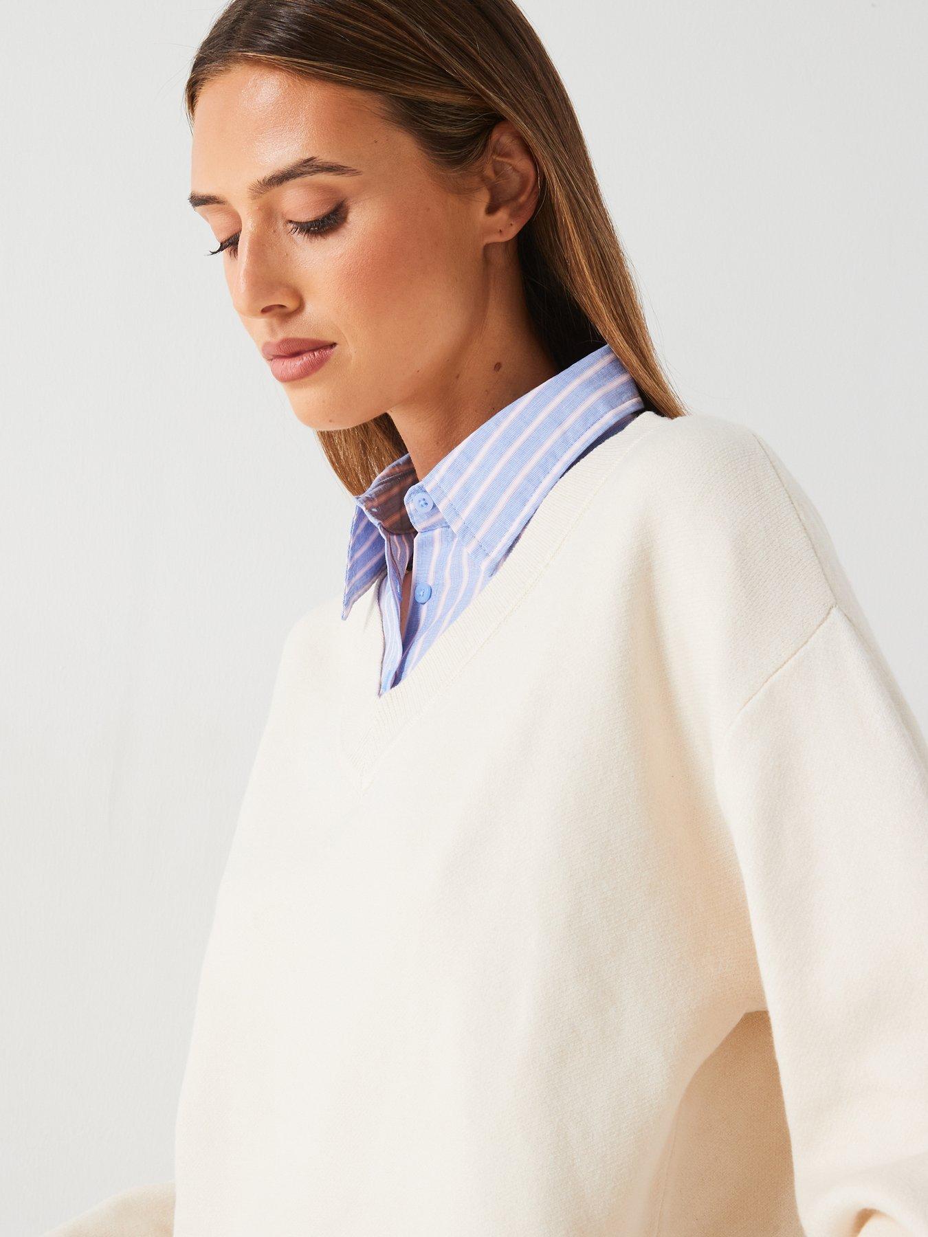 mango-2-in-1-jumper-with-shirt-creamoutfit