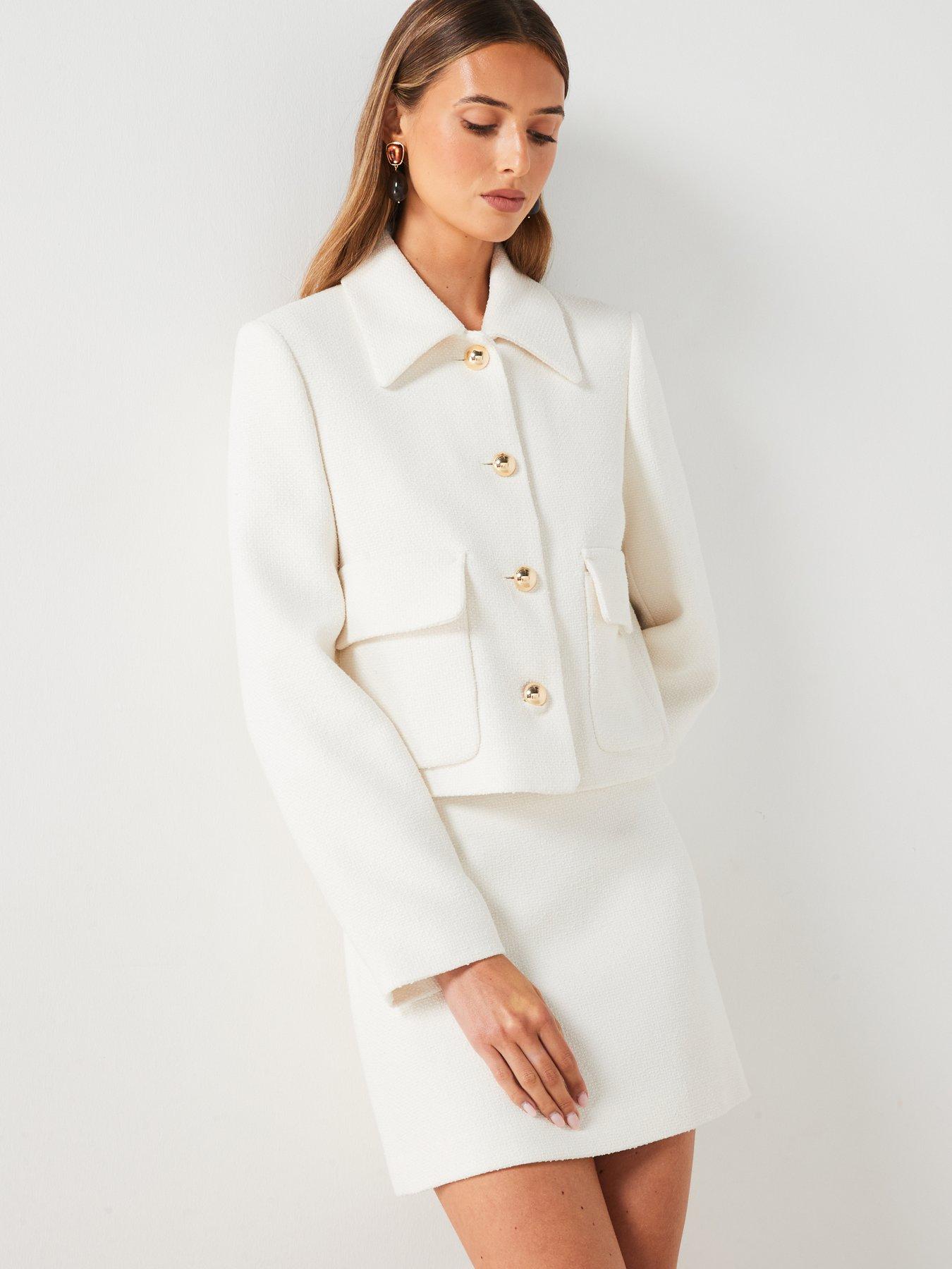 Image 5 of 6 of Mango Tailored Mini Skirt Co Ord - Cream