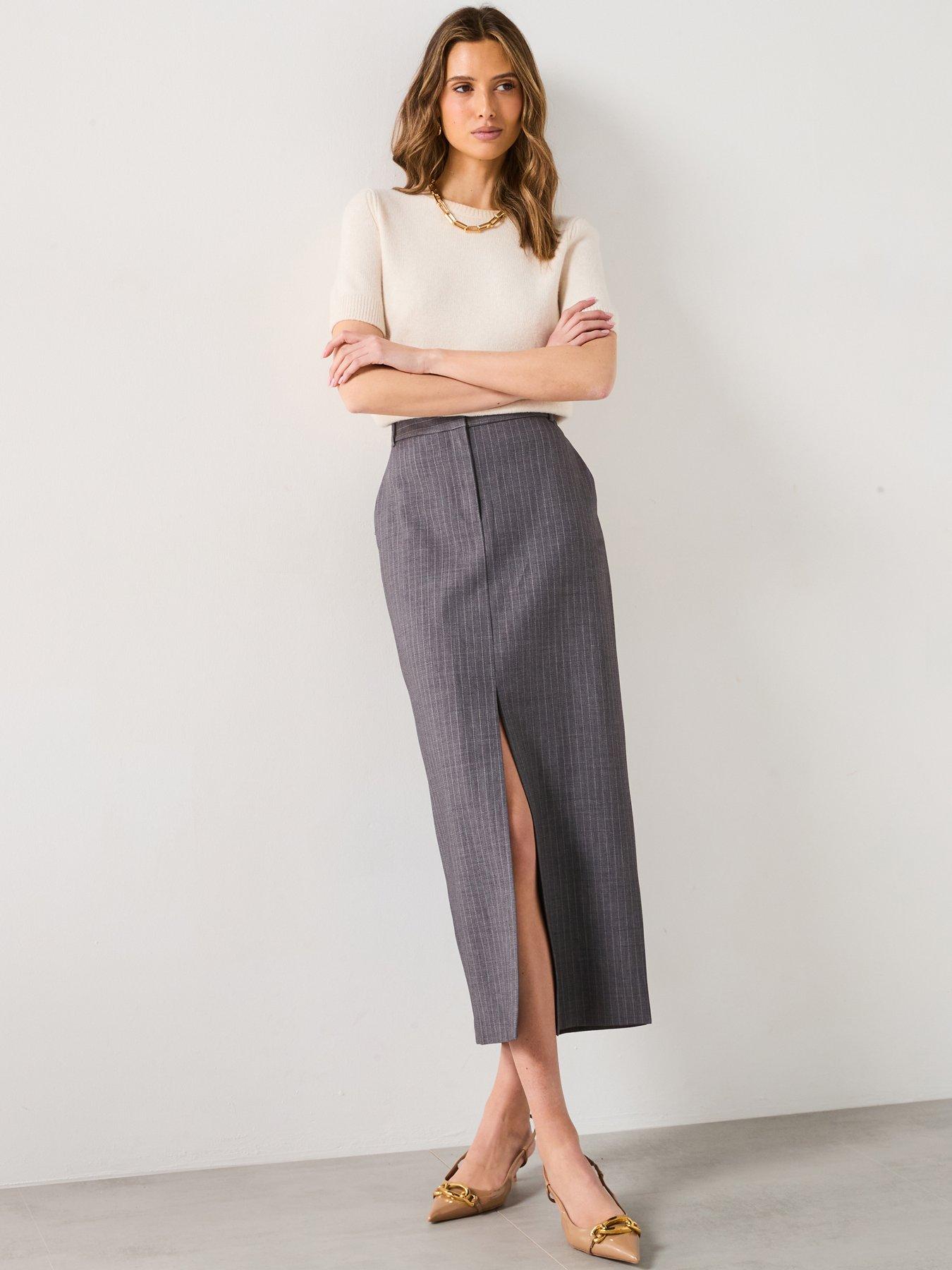 mango-pinstripe-midi-skirt-grey