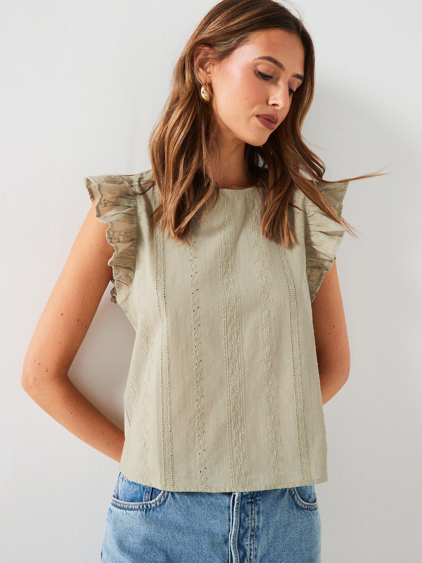 mango-shoulder-frill-top-green