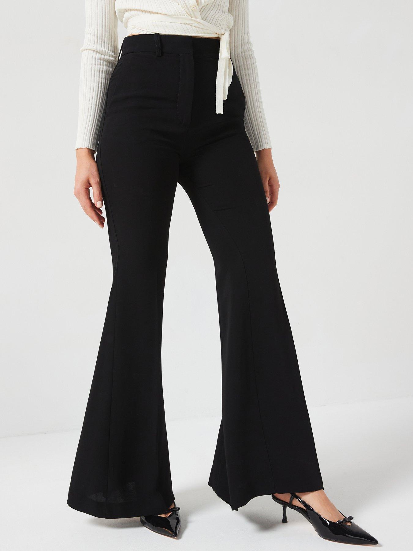 Image 1 of 5 of Mango Maxi Flare Trousers - Black