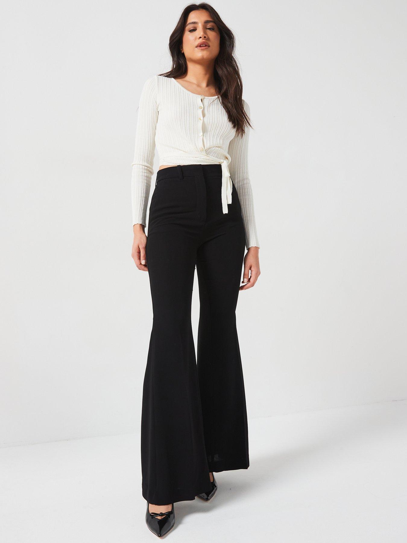 Image 3 of 5 of Mango Maxi Flare Trousers - Black
