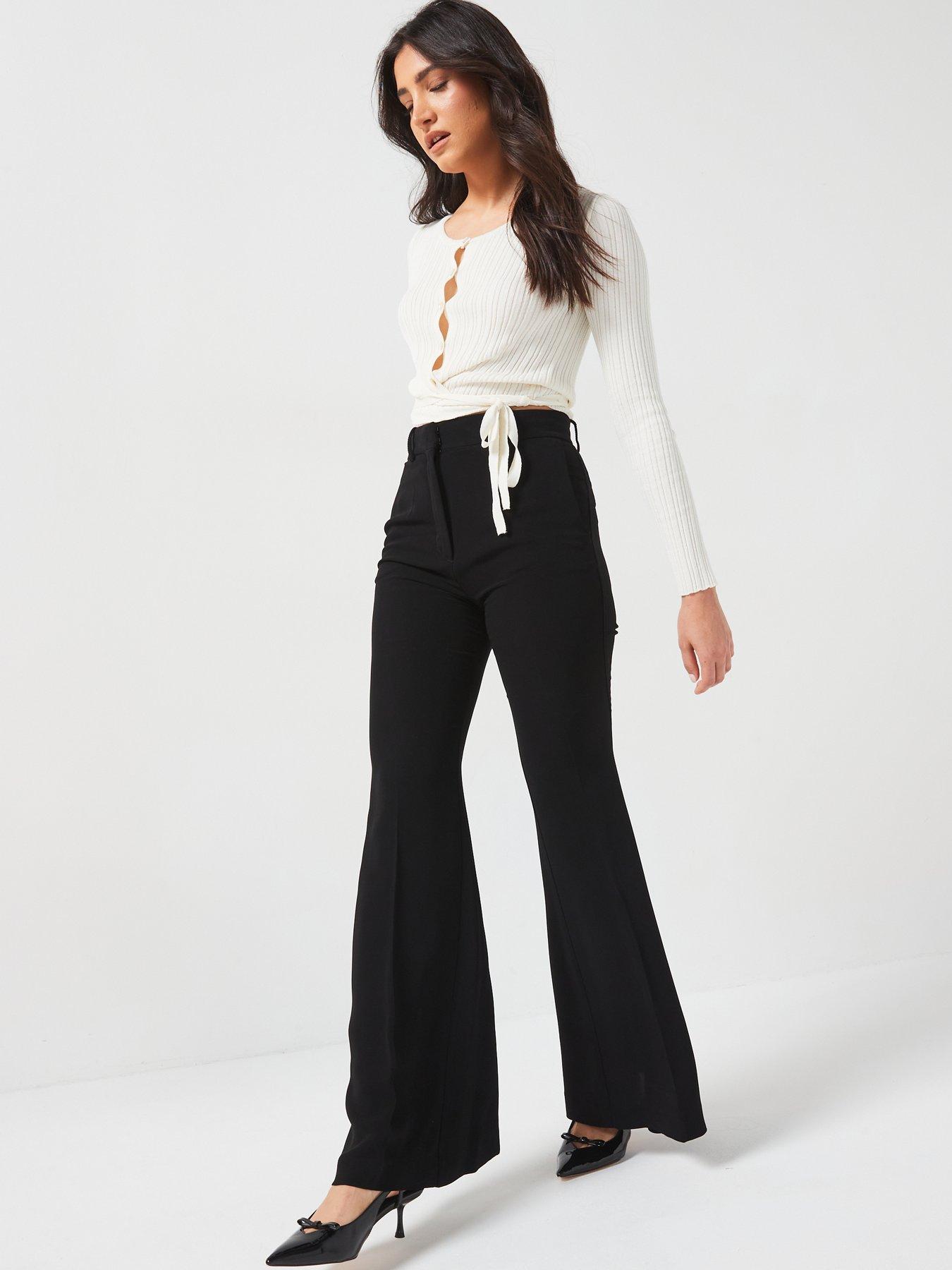 Image 4 of 5 of Mango Maxi Flare Trousers - Black