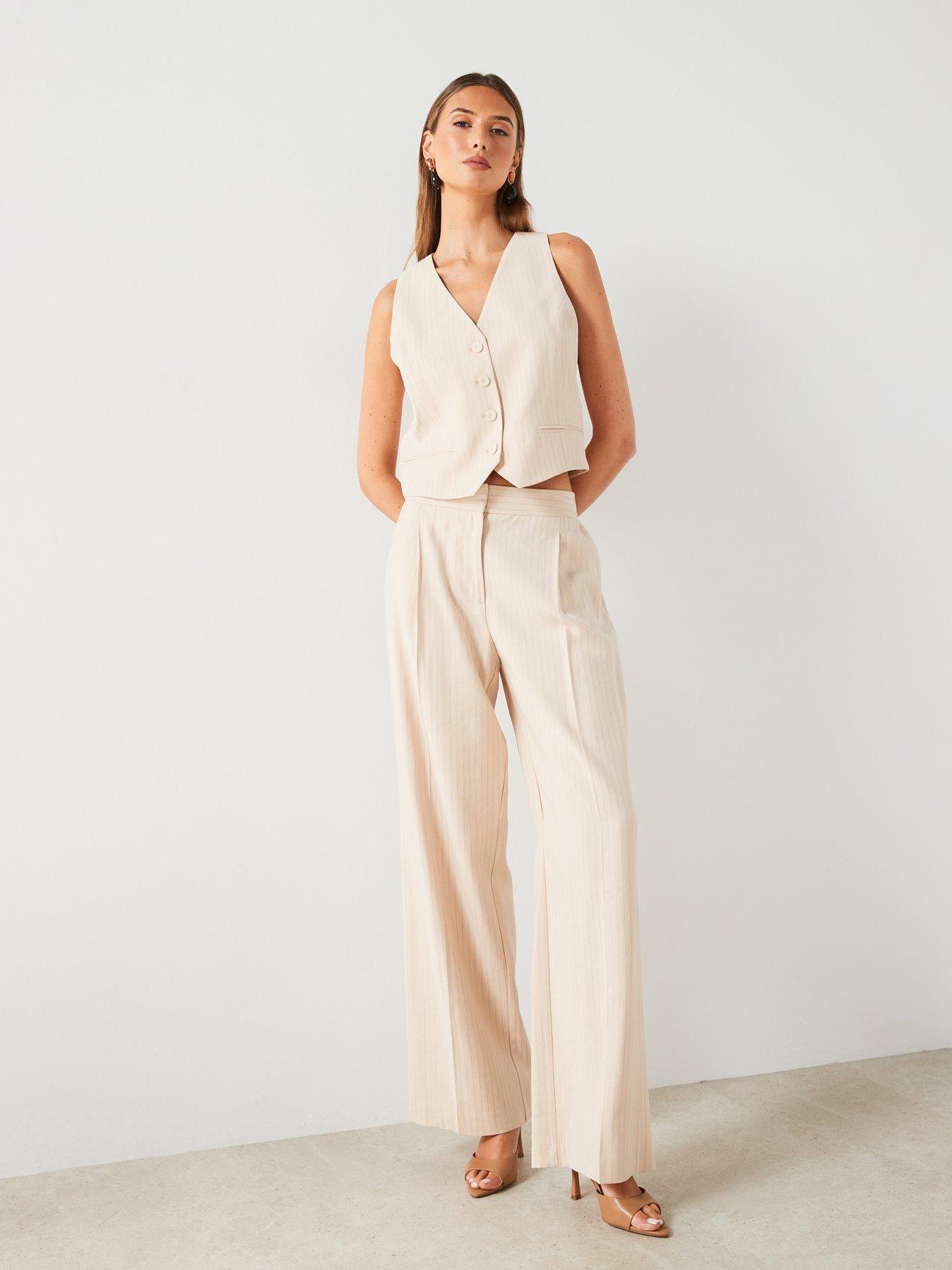 Image 6 of 6 of Mango Neutral Tailored Trouser Co Ord - Beige