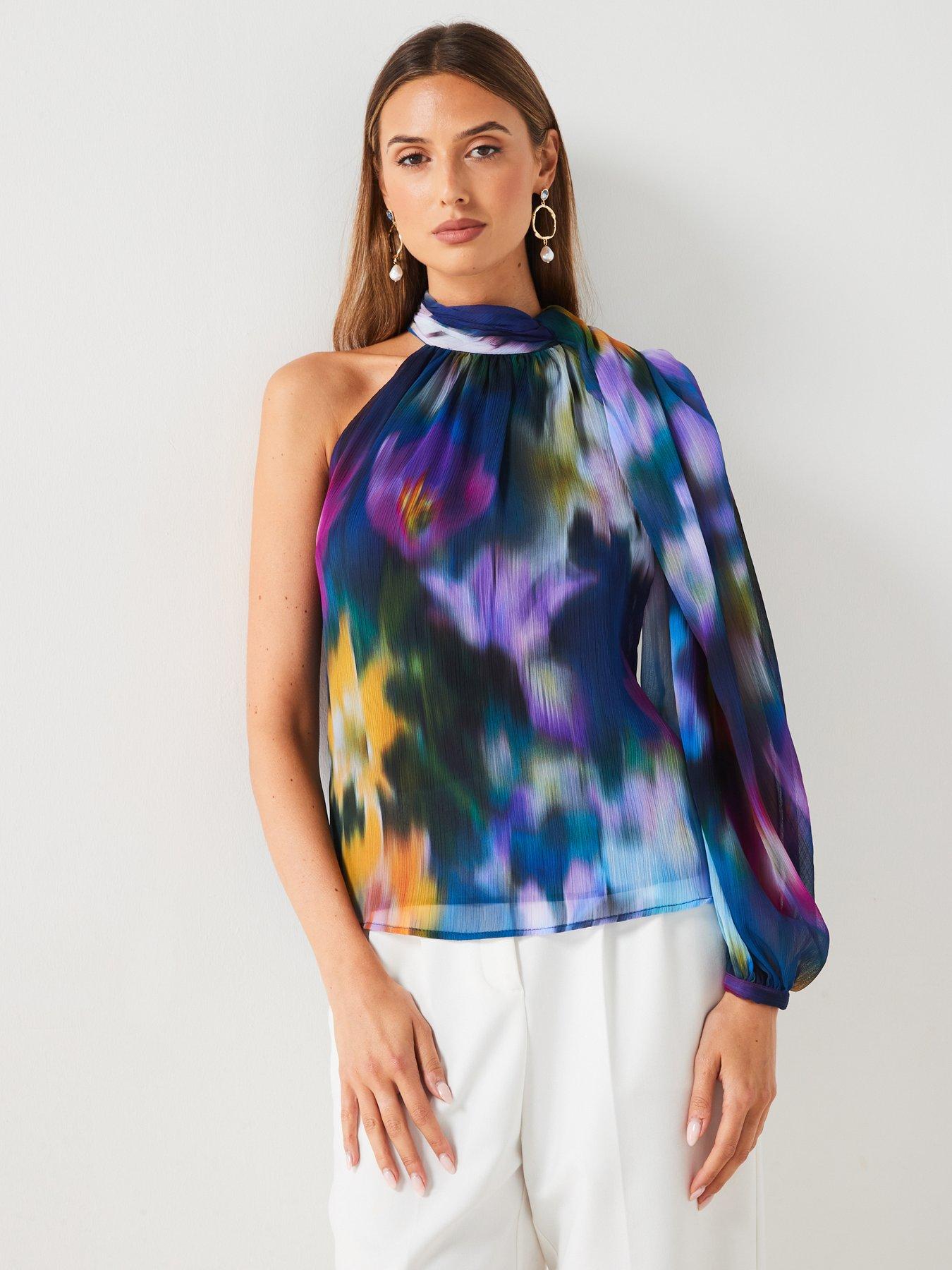 mango-one-shoulder-abstract-print-blouse-blue