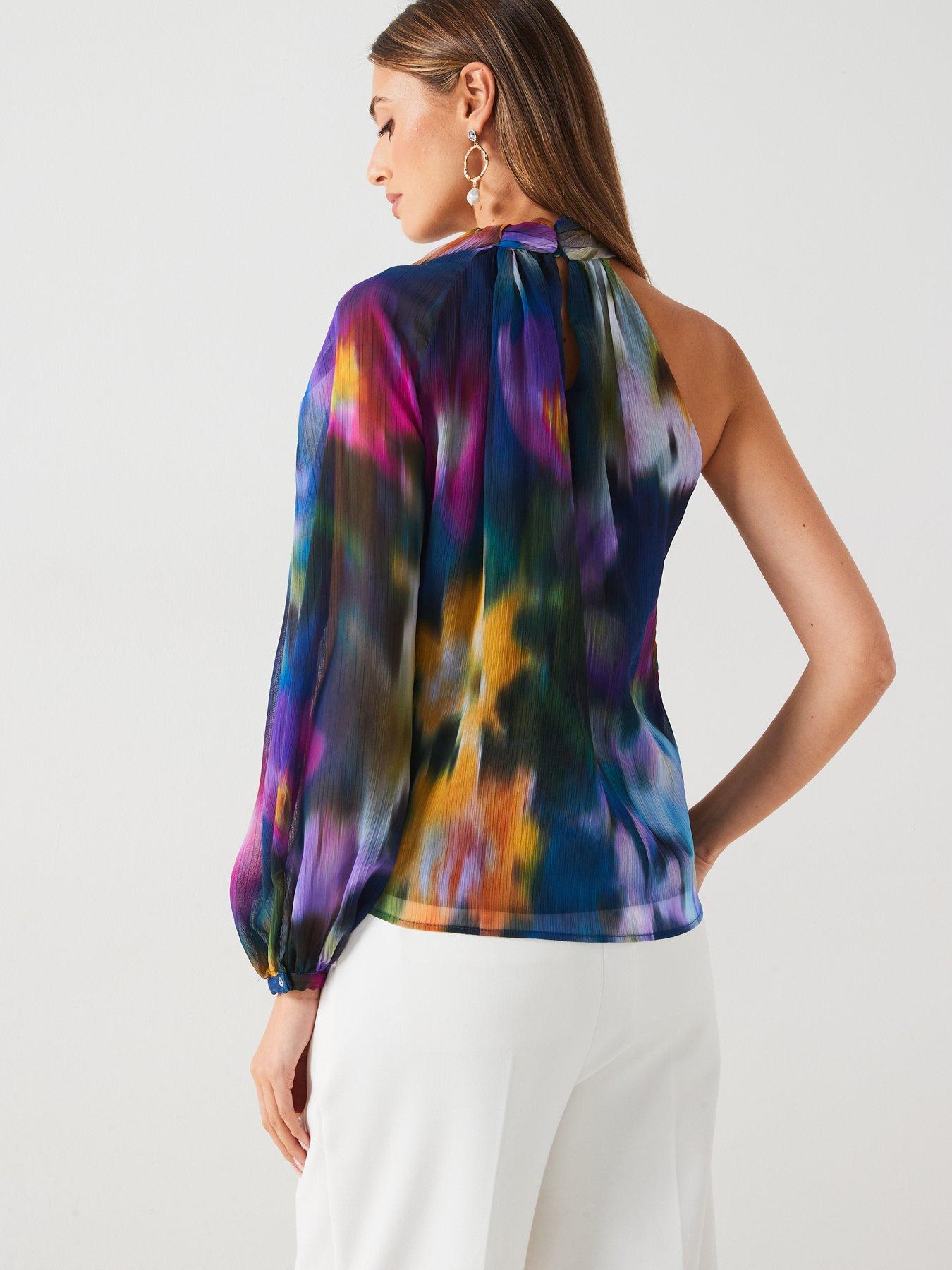 mango-one-shoulder-abstract-print-blouse-bluestillFront