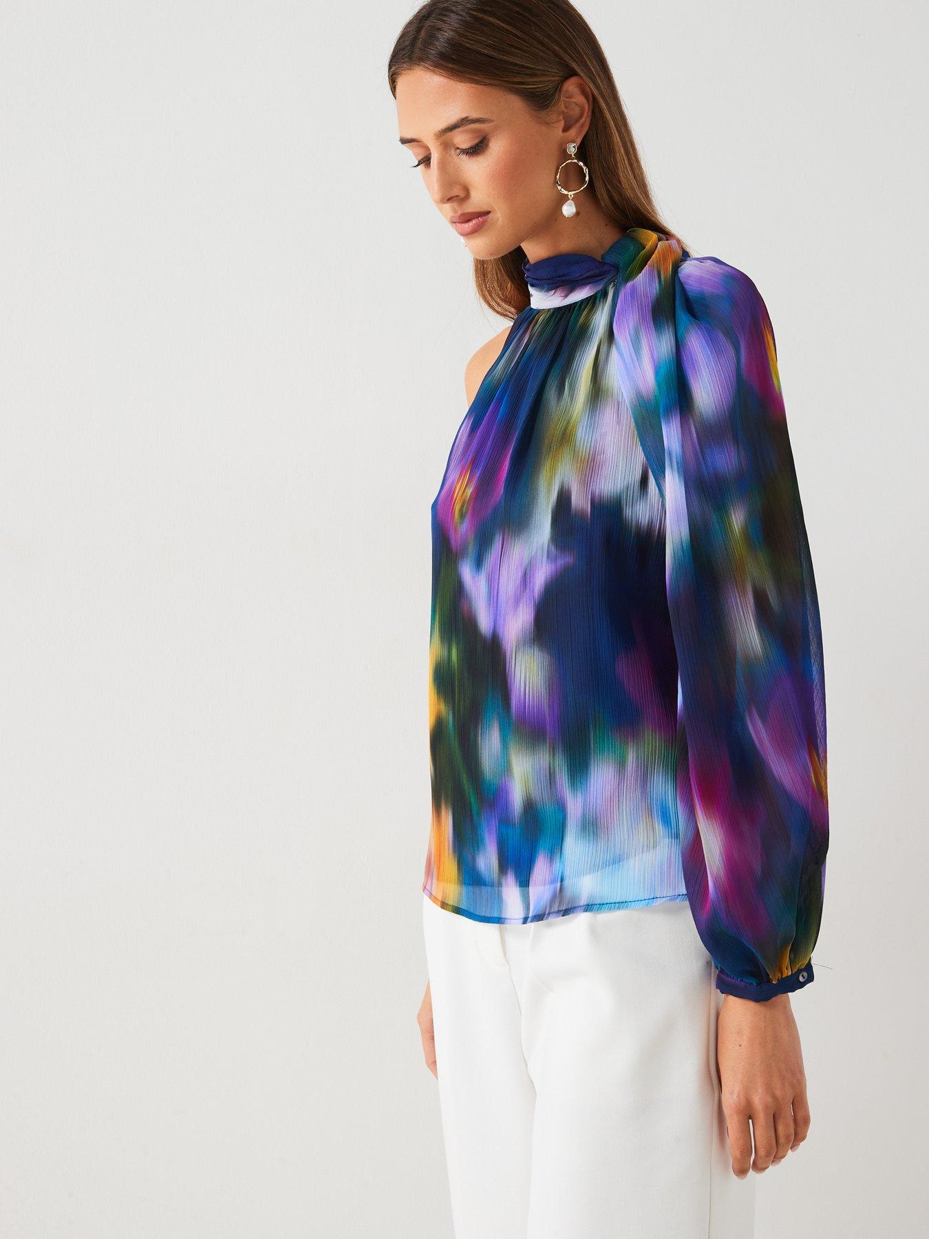 mango-one-shoulder-abstract-print-blouse-blueoutfit