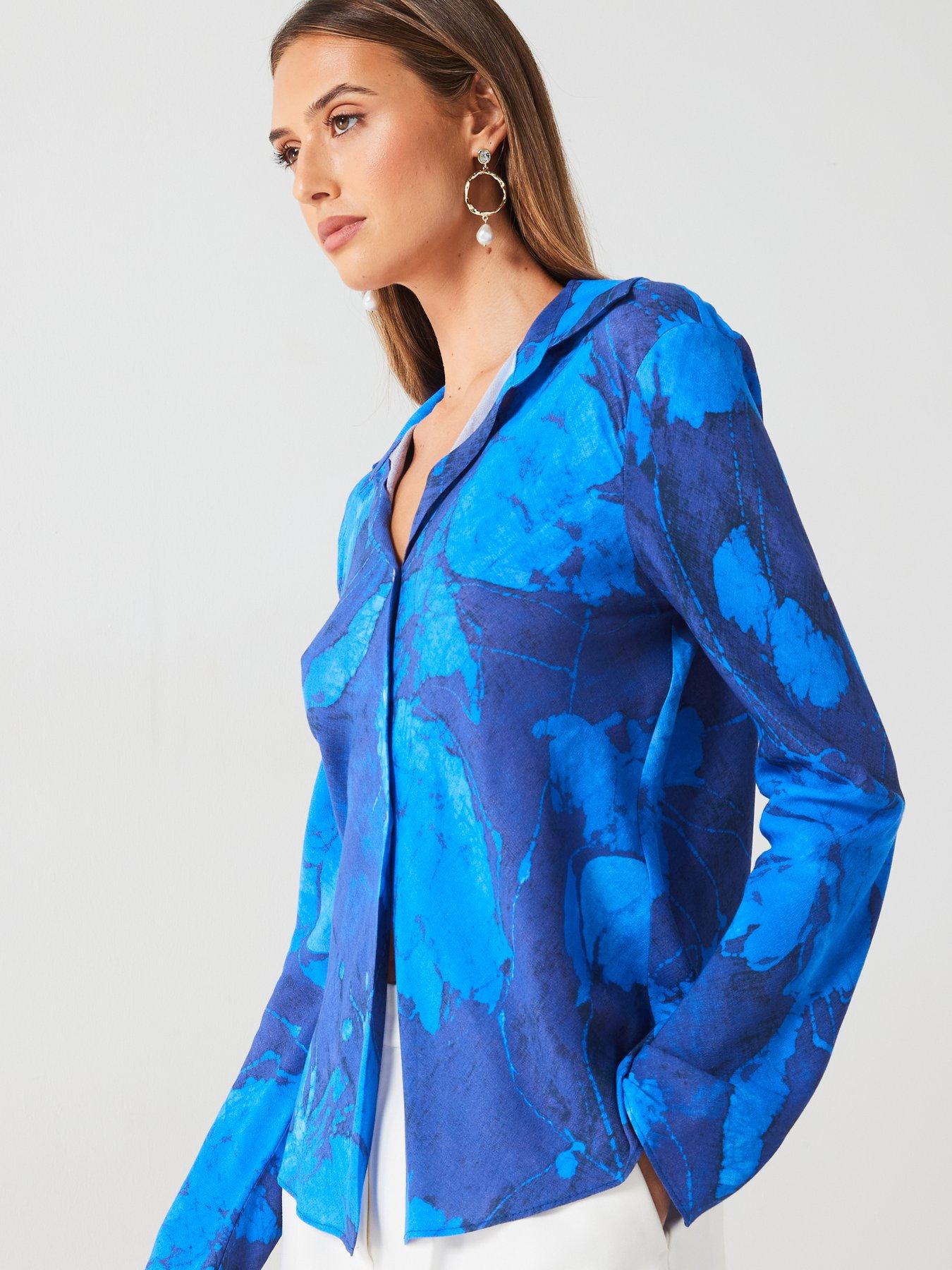 Image 4 of 6 of Mango Printed Floral Shirt - Blue