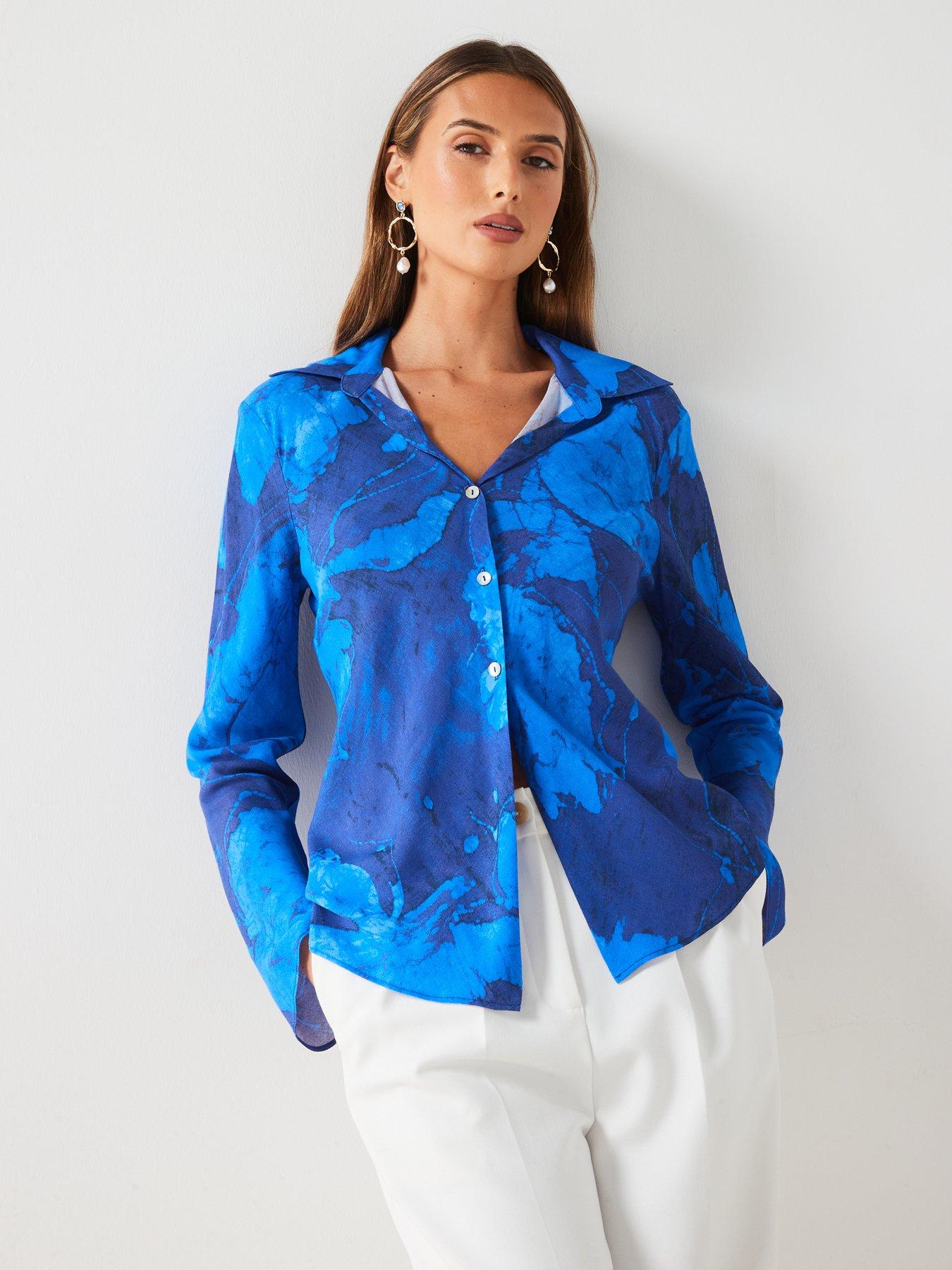 Image 5 of 6 of Mango Printed Floral Shirt - Blue