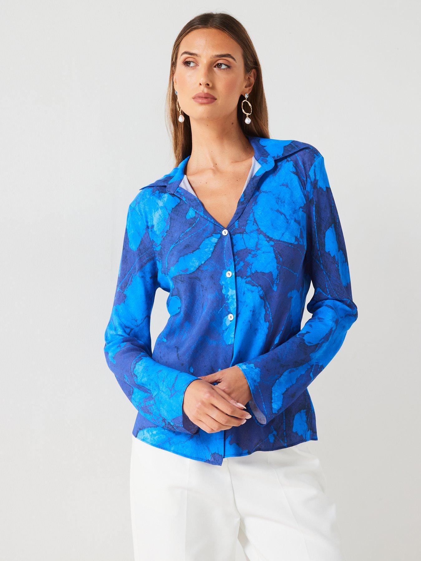Image 6 of 6 of Mango Printed Floral Shirt - Blue