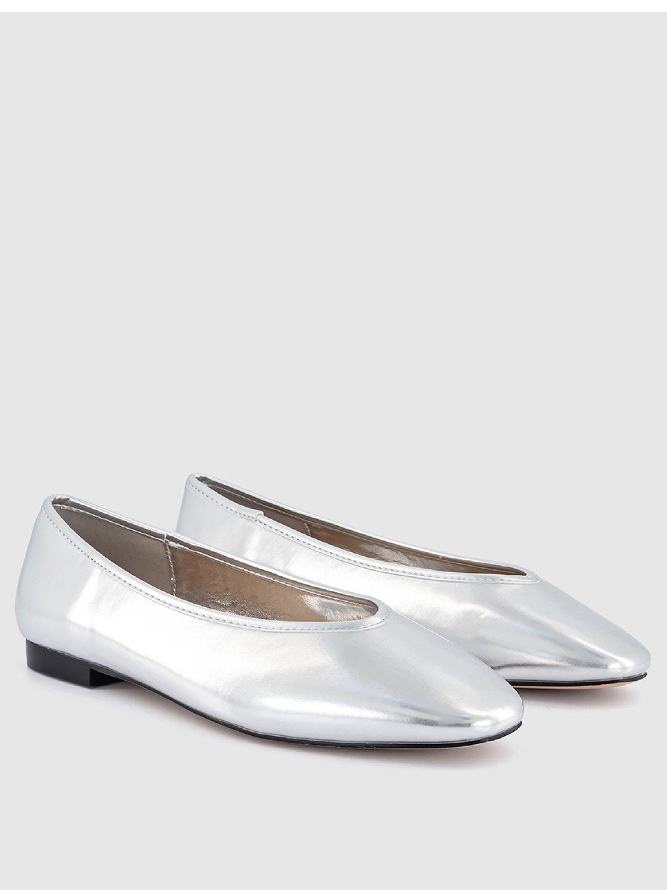 office-follie-high-vamp-ballet-flats-silverstillFront