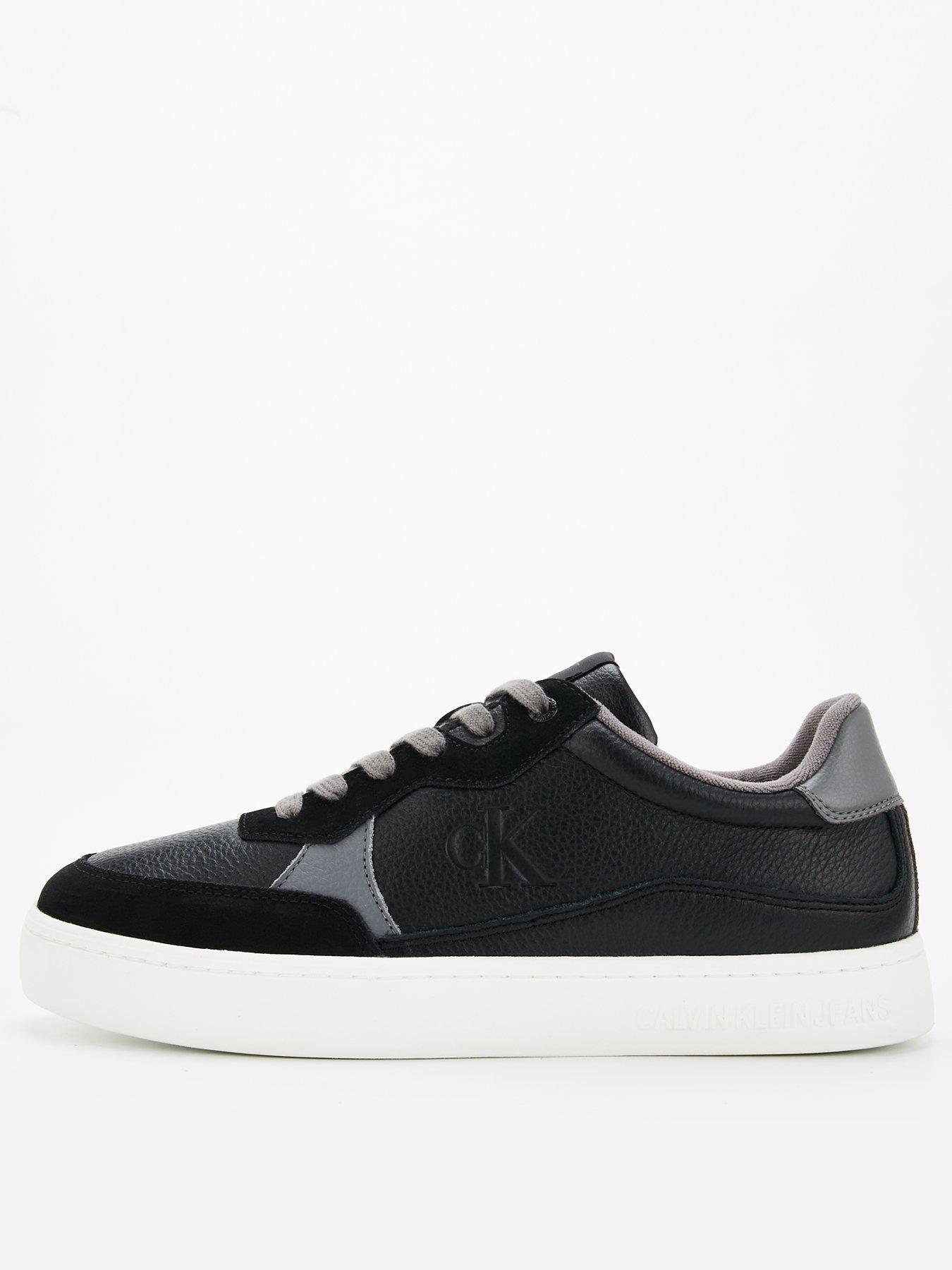Image of Calvin Klein Jeans Classic Cupsole Suede Trim Lace Up Sneakers - Black/White