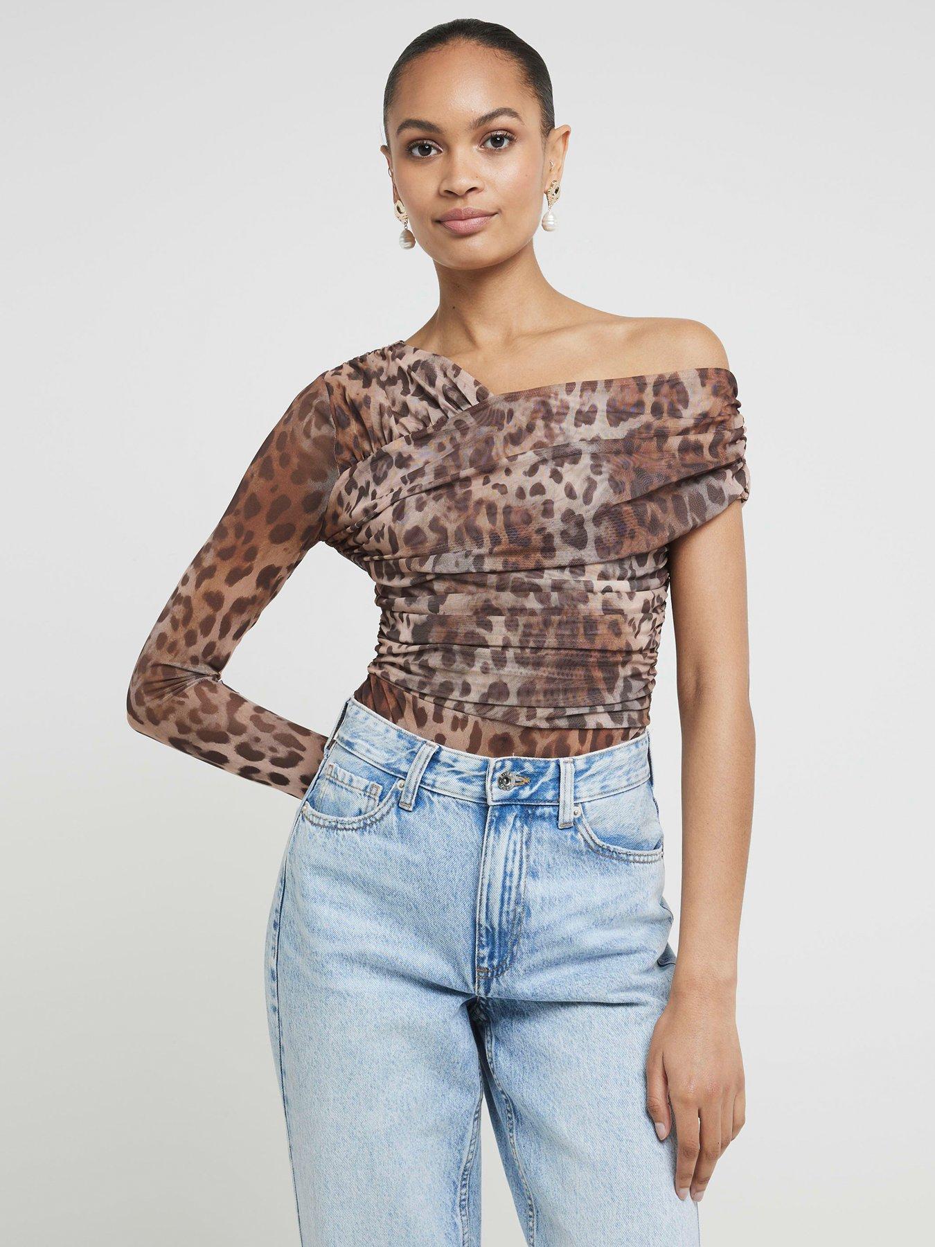 river-island-mesh-asymmetric-bodysuit-brown