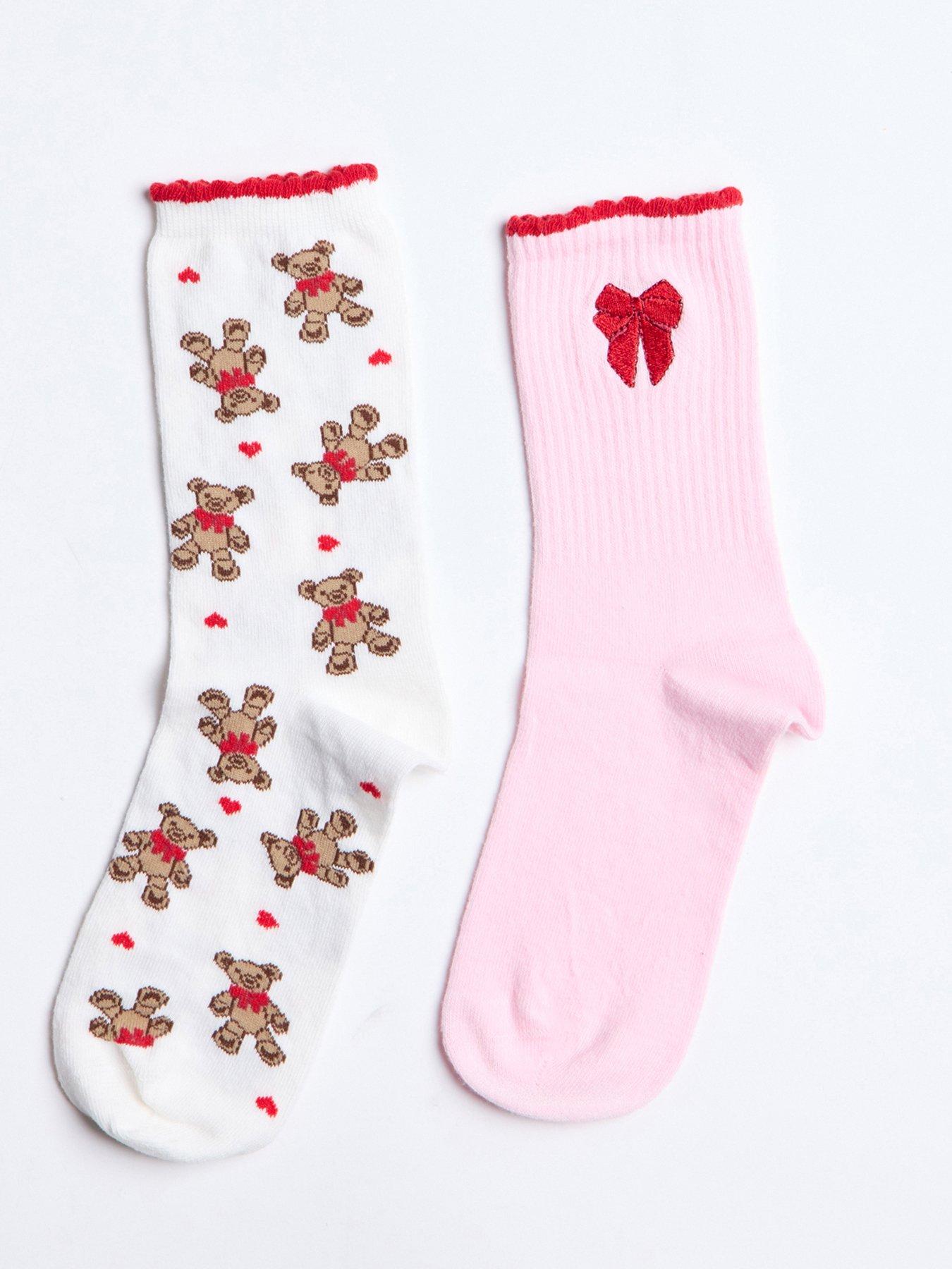 boux-avenue-boux-avenue-pack-of-2-teddy-amp-bows-printed-socks-ivory-mix