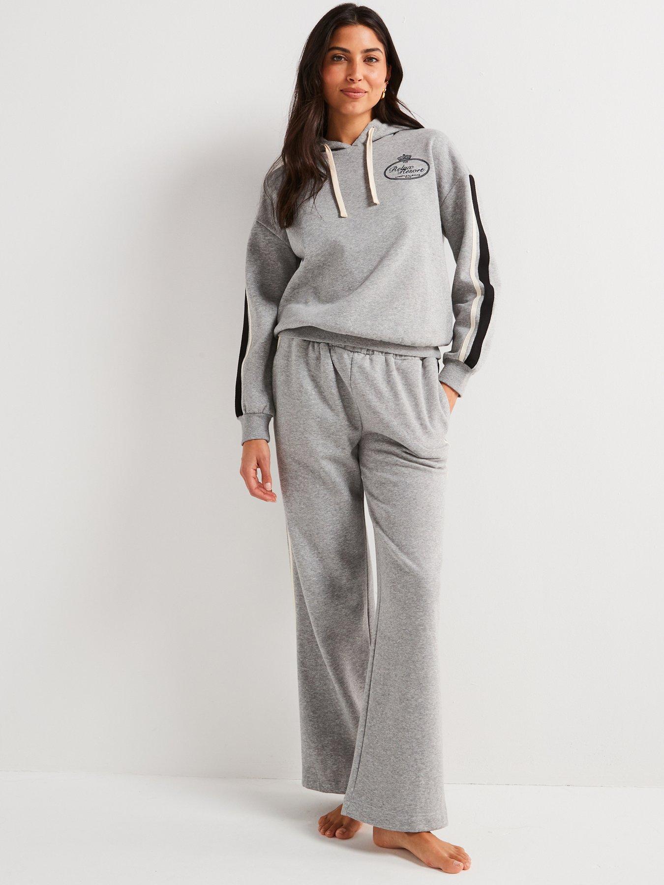Image 1 of 5 of V by Very Hooded Side Stripe Top And Wide Leg Lounge Set