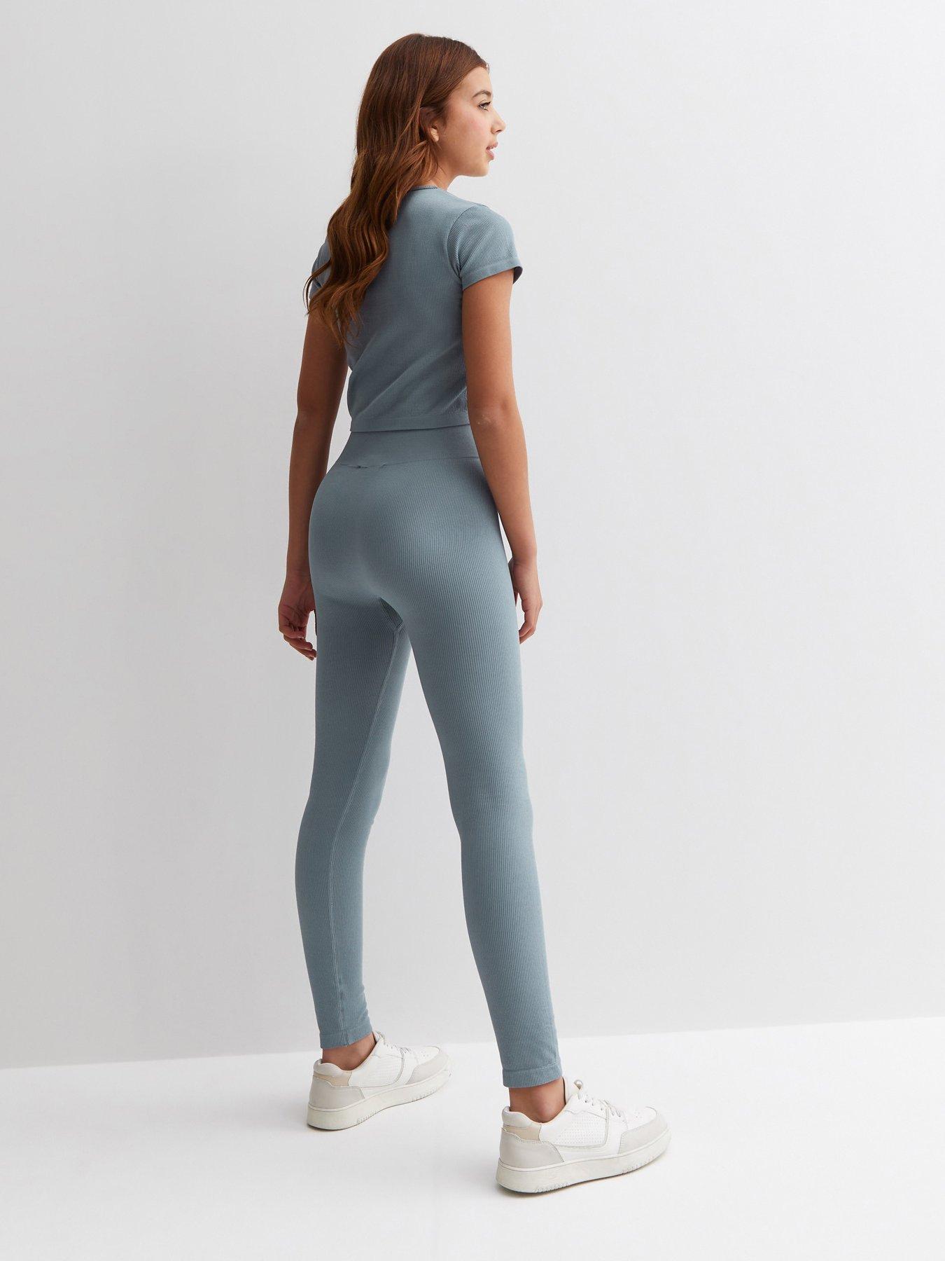 new-look-915-girls-blue-ribbed-high-waist-sports-leggingsstillFront