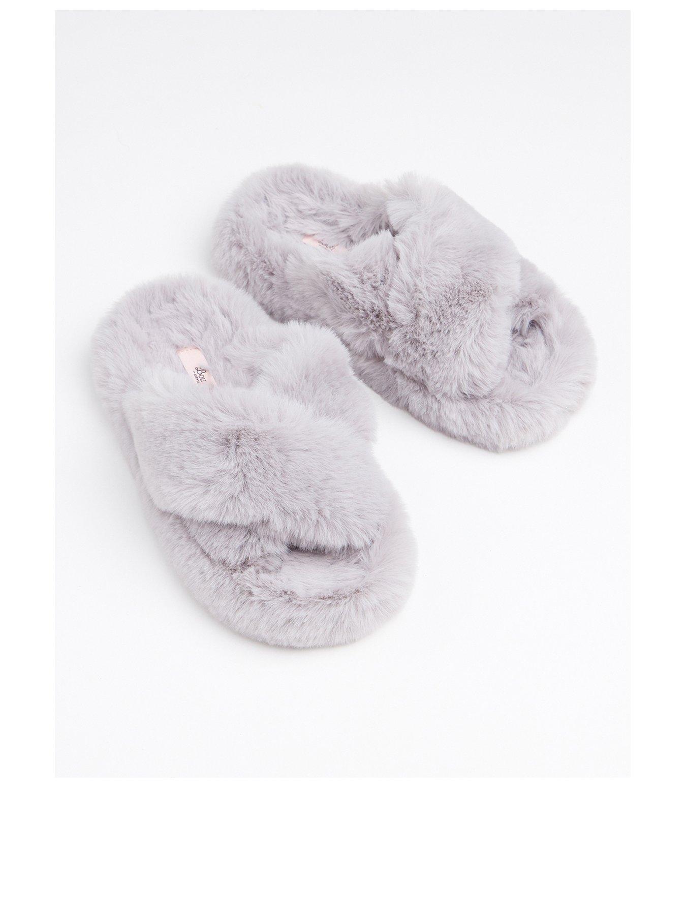 boux-avenue-ridge-sole-cross-band-slipper-greystillFront