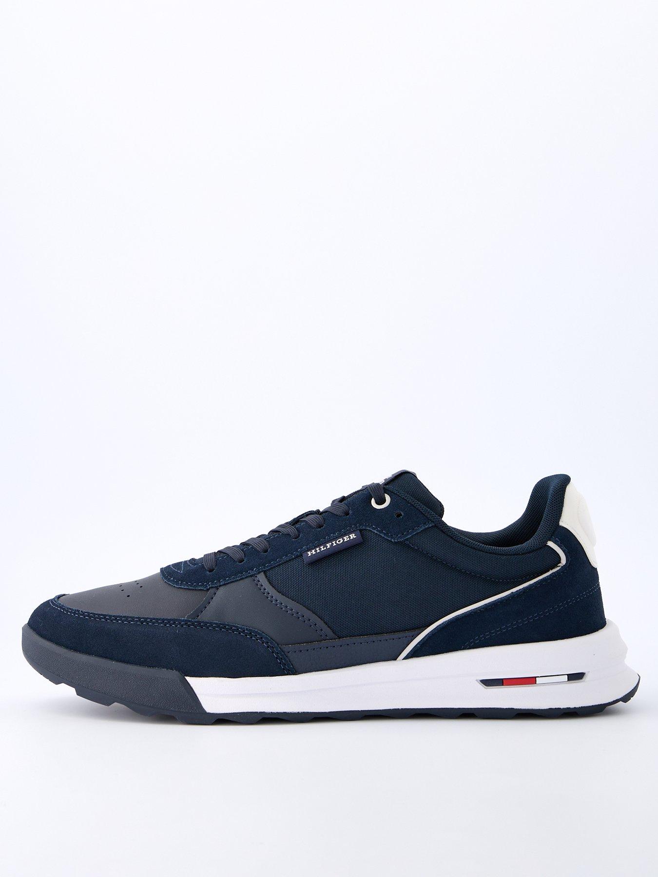 undefined Mixed Media Retro Running Shoes - Navy