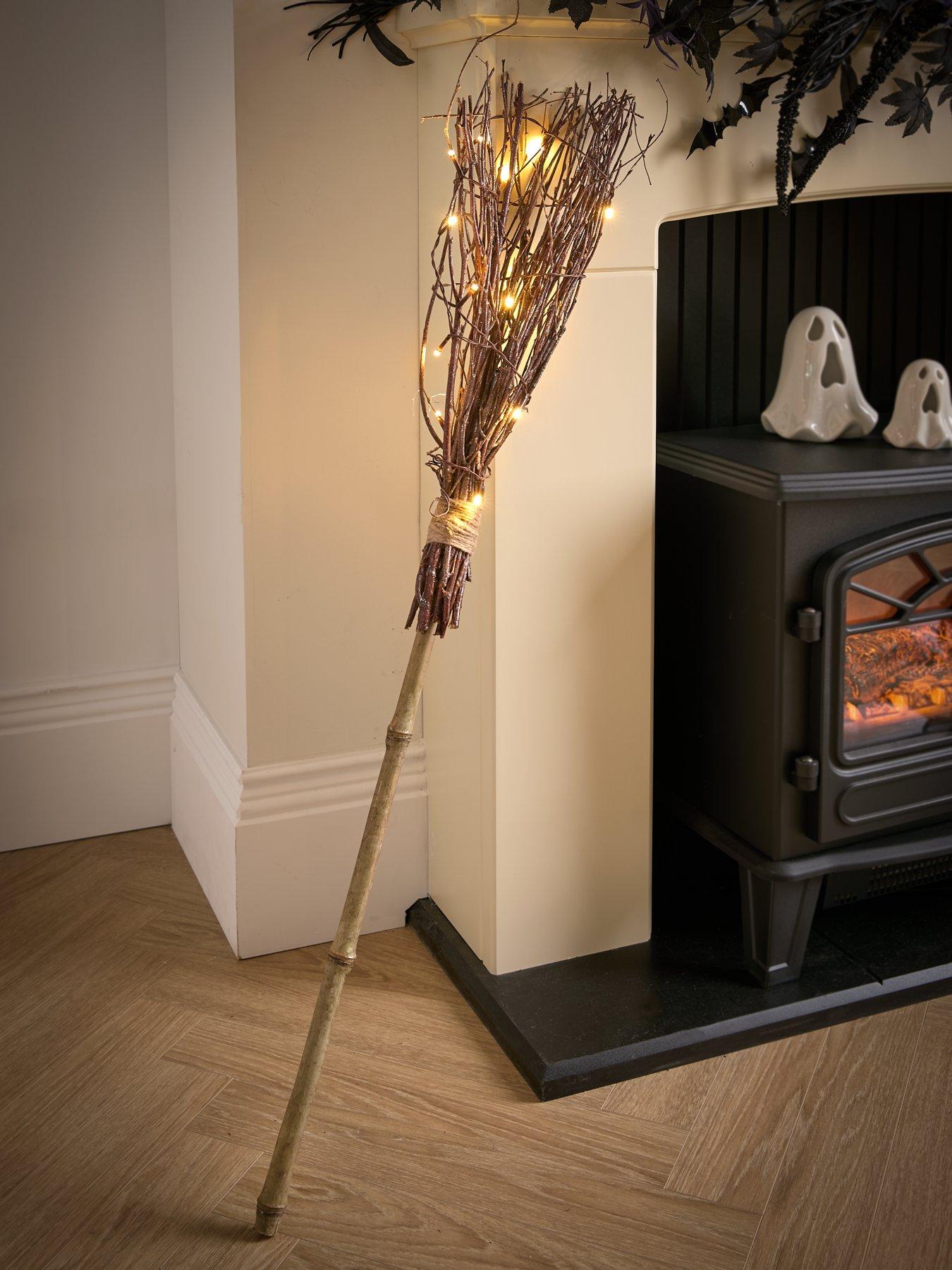 Heaven Sends Witch's Broom with Lights Halloween Decoration