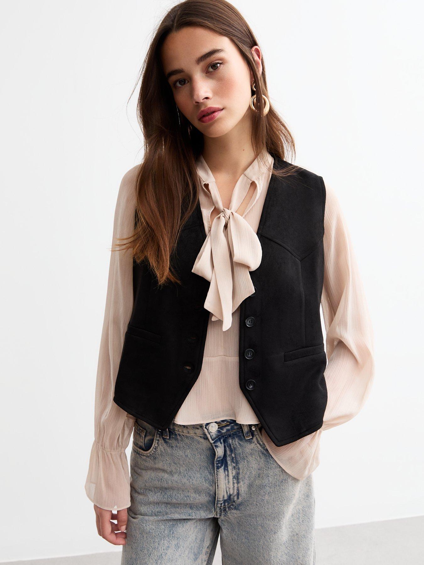 new-look-suedette-waistcoat-black