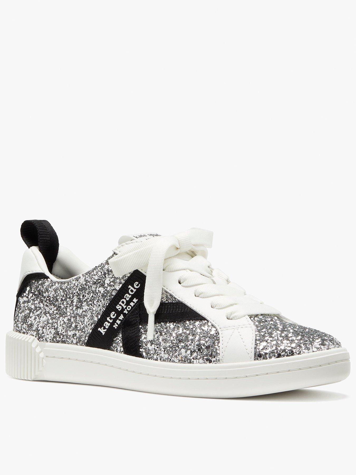 Kate Spade New York Signature Lace Up Sneaker Glitter - Silver