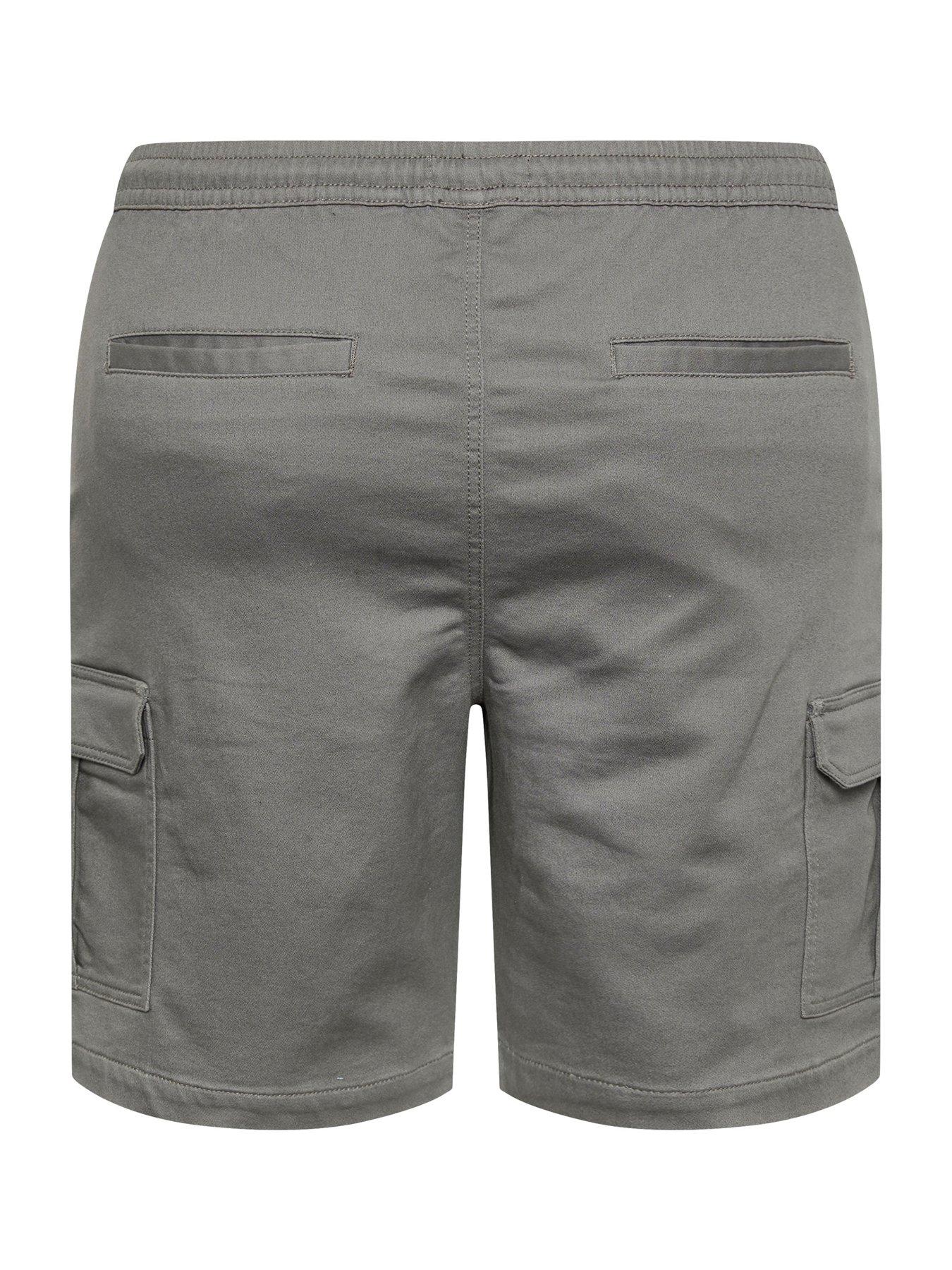 badrhino-br-elastic-waist-stretch-cargo-shorts-greystillFront