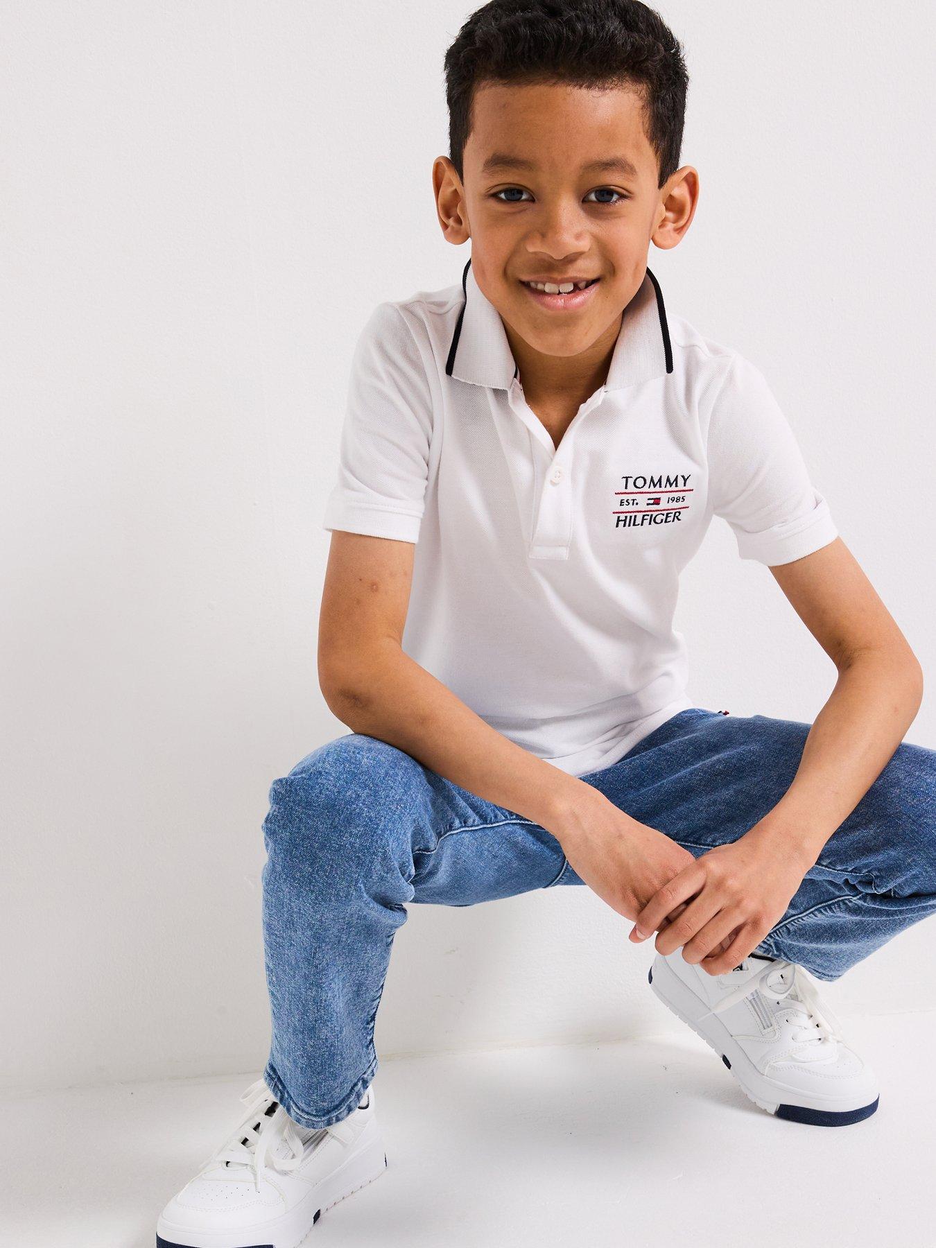Image 4 of 6 of Tommy Hilfiger Boys Modern Straight Salt&pepper Jeans - Blue