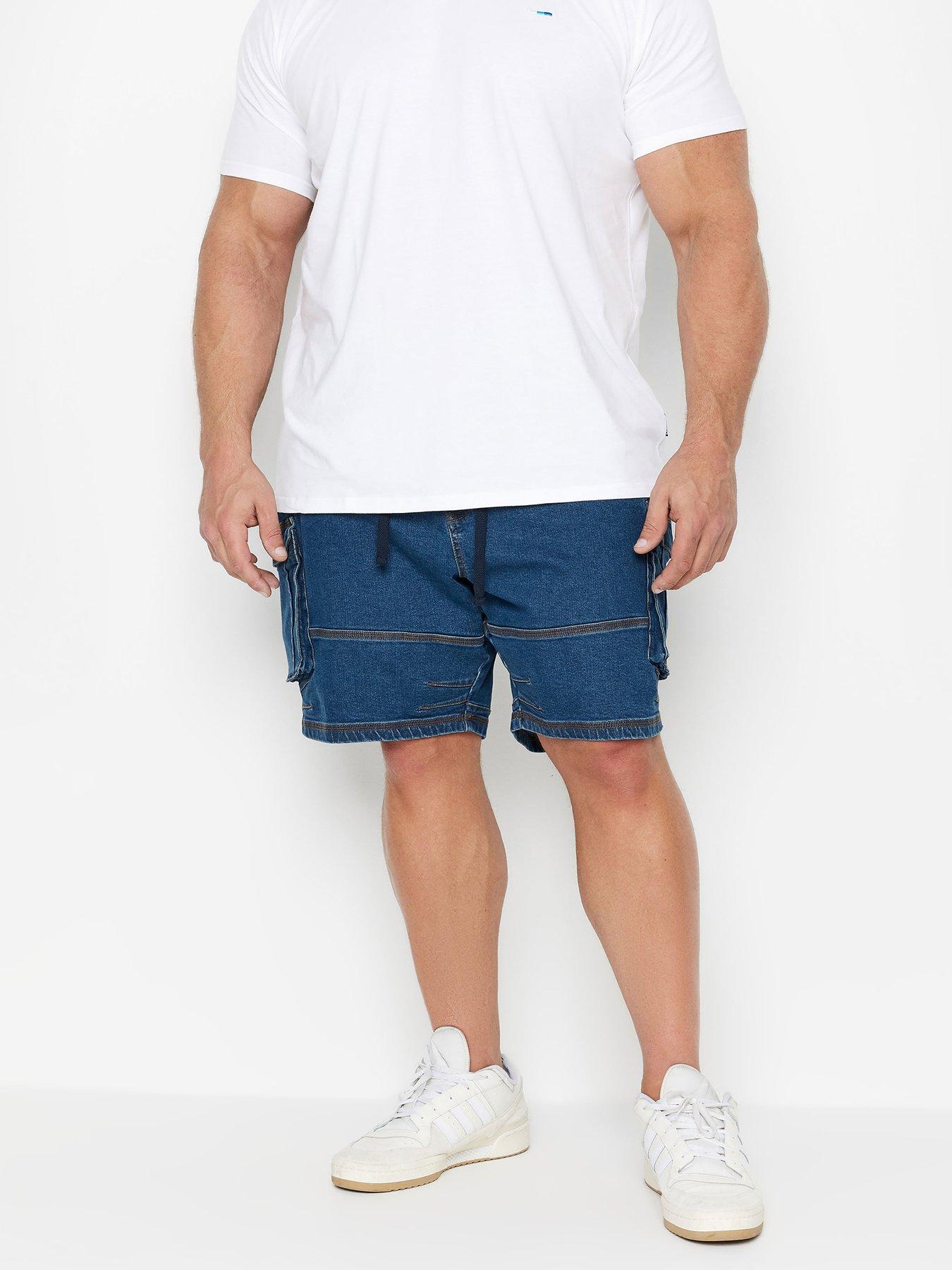 undefined Badrhino Ribbed Waist Denim Shorts - Mid Wash