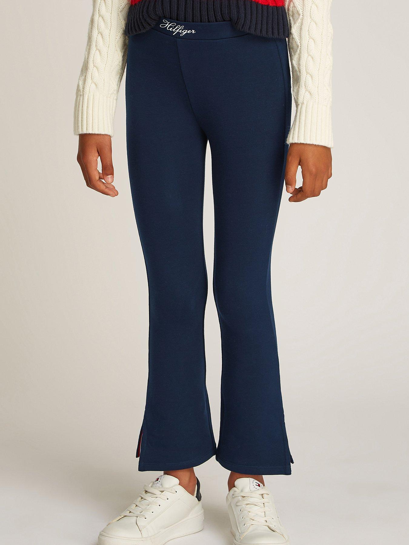 Image 1 of 4 of Tommy Hilfiger Girls Varsity Flare Leggings - Navy
