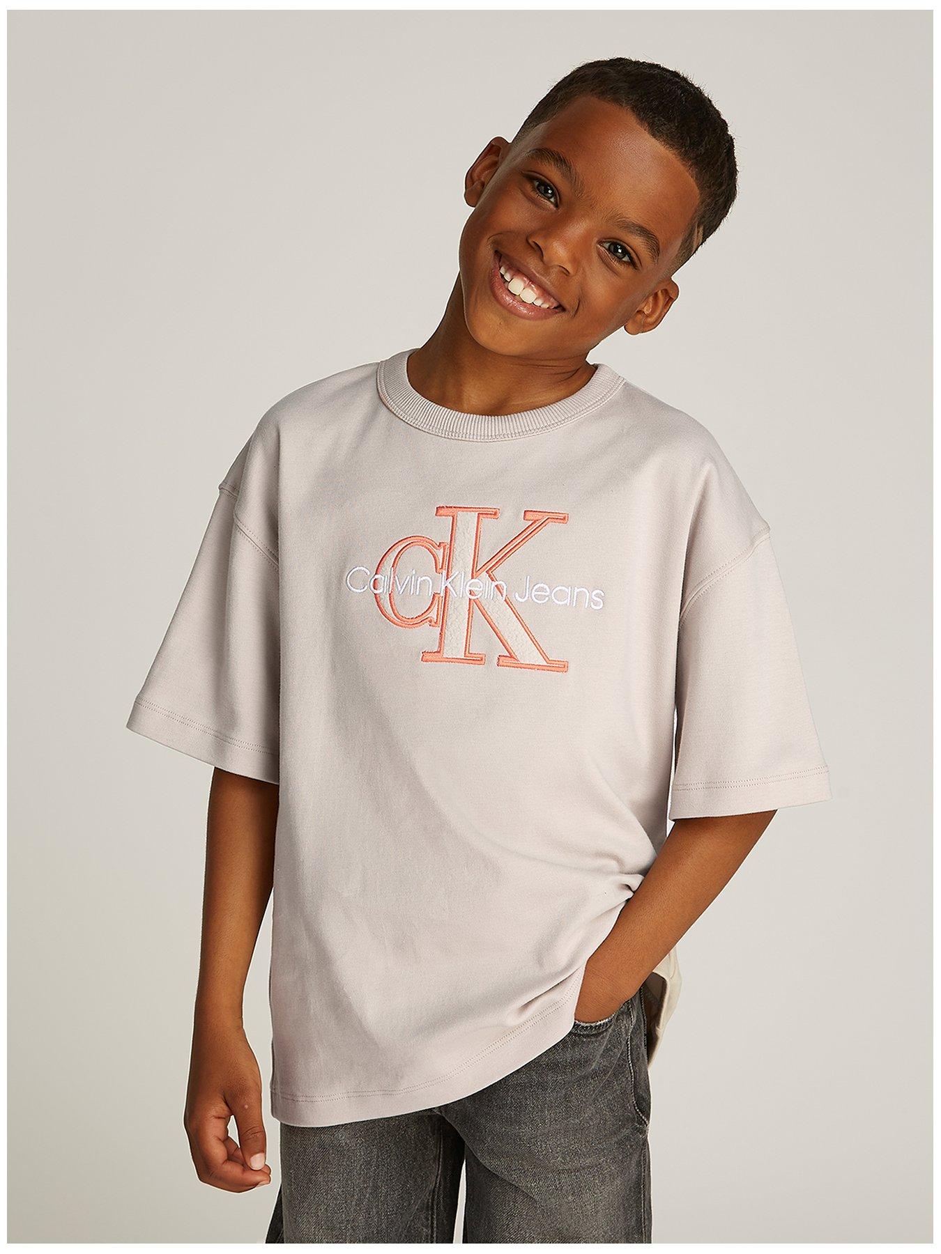 calvin-klein-jeans-boys-outlined-fleece-mono-t-shirt-beige