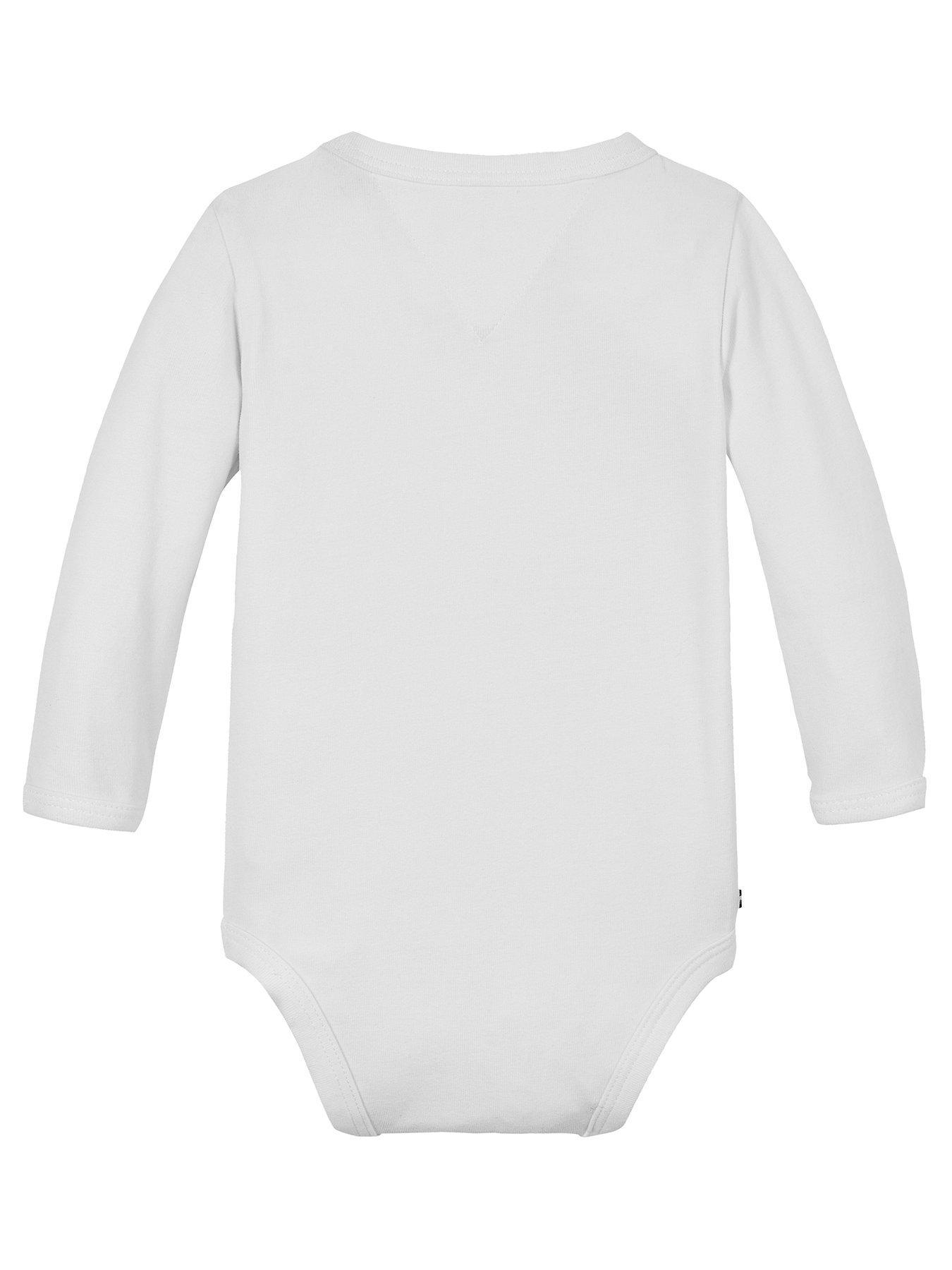 Image 2 of 3 of Tommy Hilfiger Baby Monotype Logo Long Sleeve Body - White