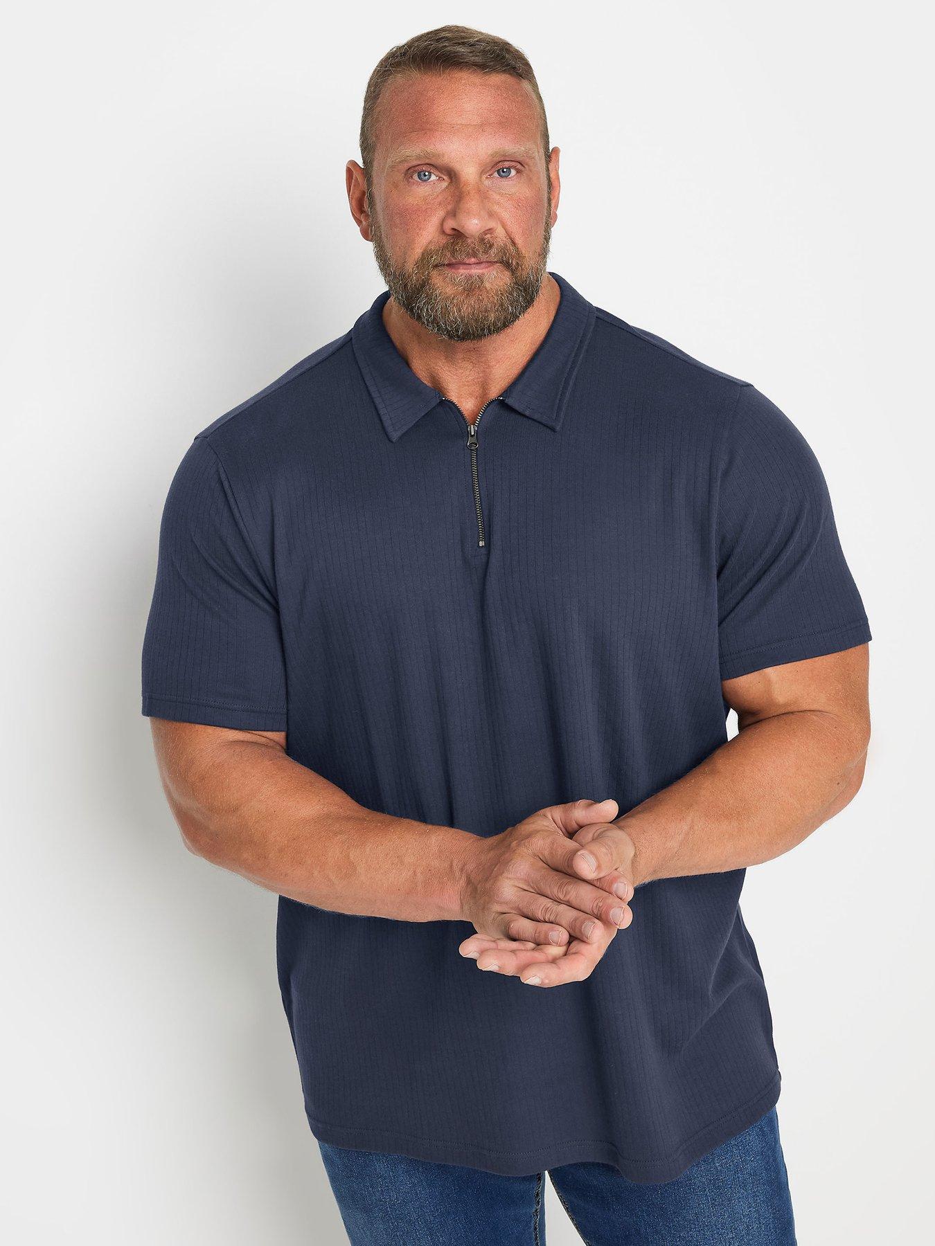 Image 1 of 3 of BadRhino Jacquard Zip Polo Shirt - Navy