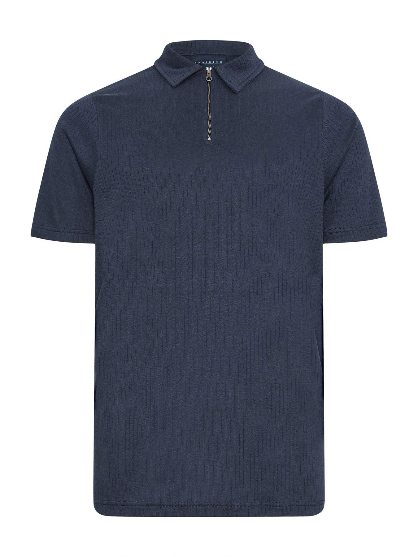 Image 3 of 3 of BadRhino Jacquard Zip Polo Shirt - Navy