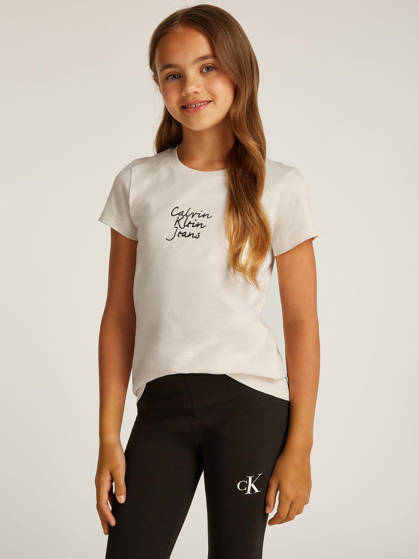 calvin-klein-jeans-girls-handwriting-logo-short-sleeve-slim-t-shirt-beige