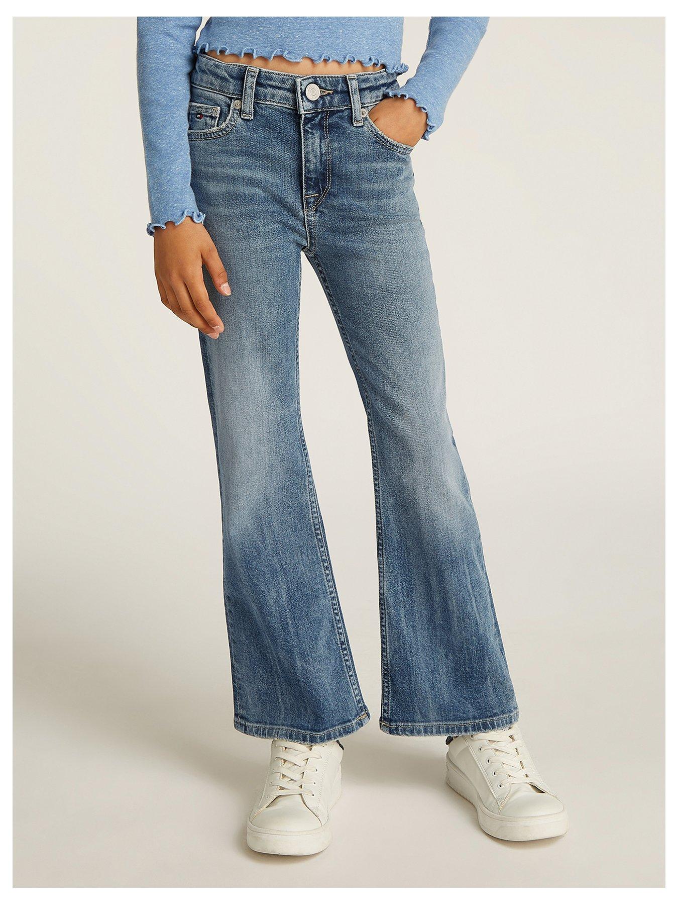Image 1 of 5 of Tommy Hilfiger Girls Flare Vintage Jeans - Blue
