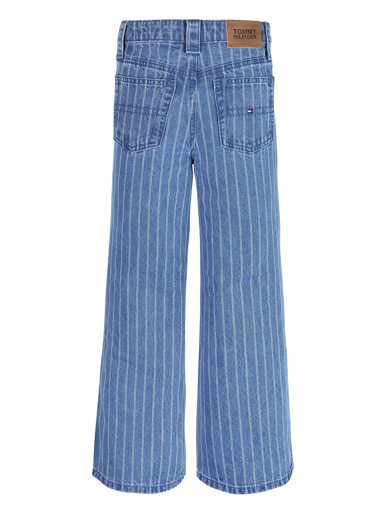 Image 2 of 2 of Tommy Hilfiger Girls Mabel Stripe Wide Leg Jeans - Blue