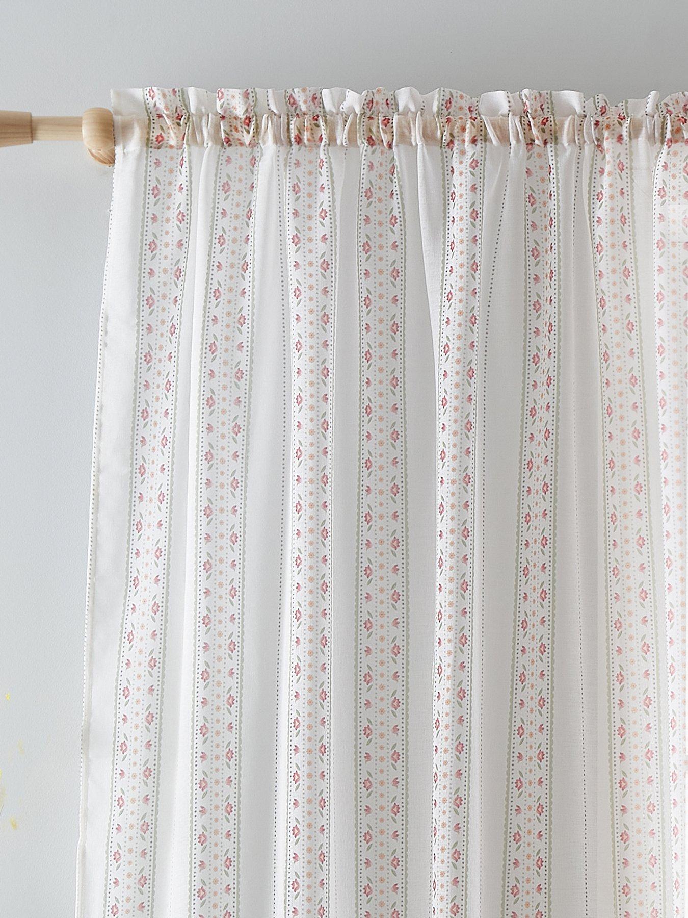 catherine-lansfield-floral-stripe-slot-top-voile-curtain-panel-white-140x137cmstillFront