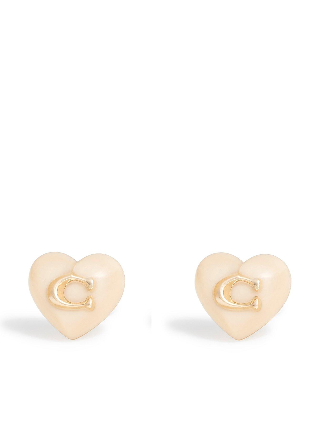 COACH Resin Heart Logo Studs - Blush/Gold