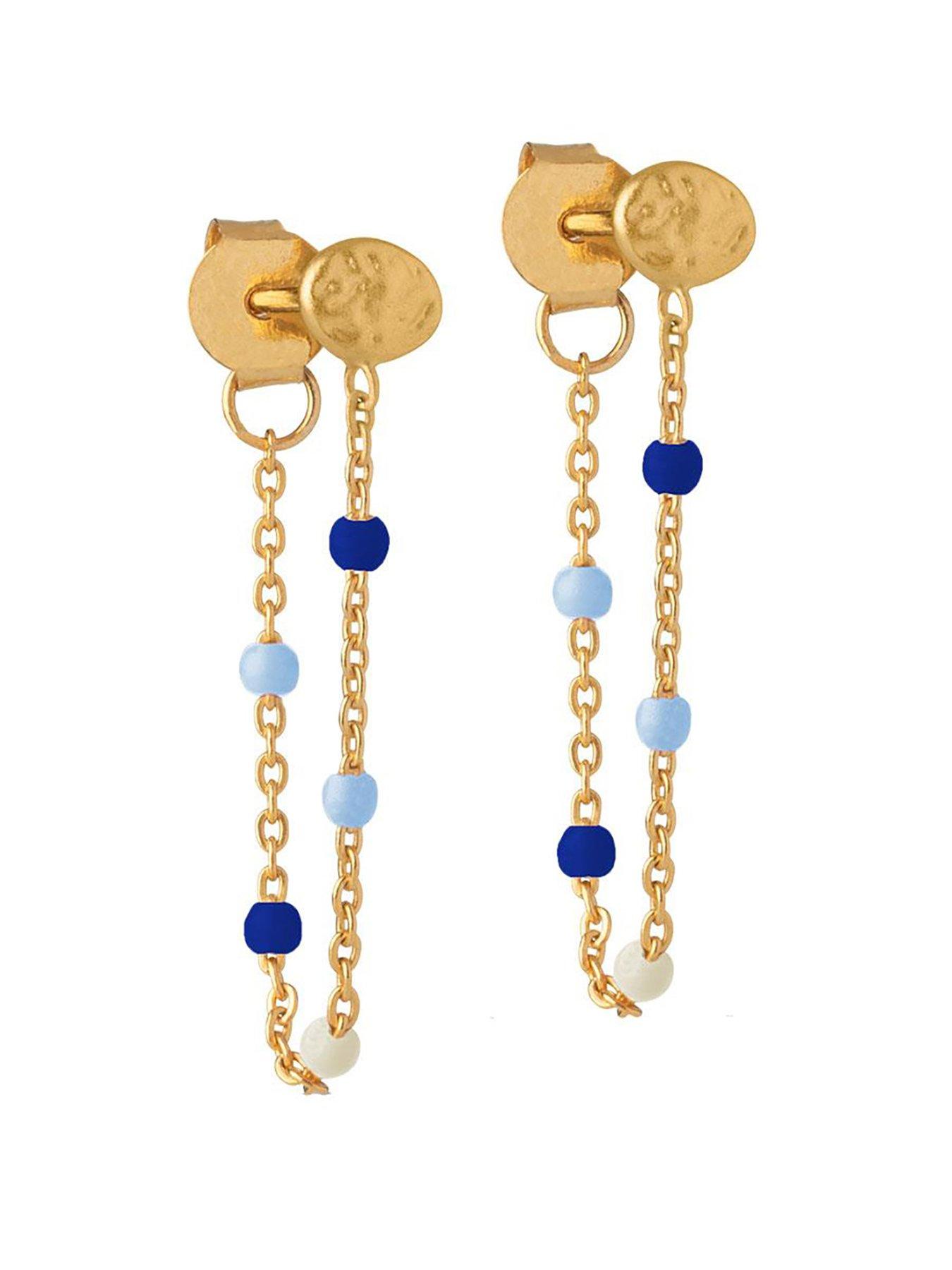 ENAMEL Copenhagen Lola Marine Earrings, 18ct Gold Plated 925 Sterling Silver and Enamel